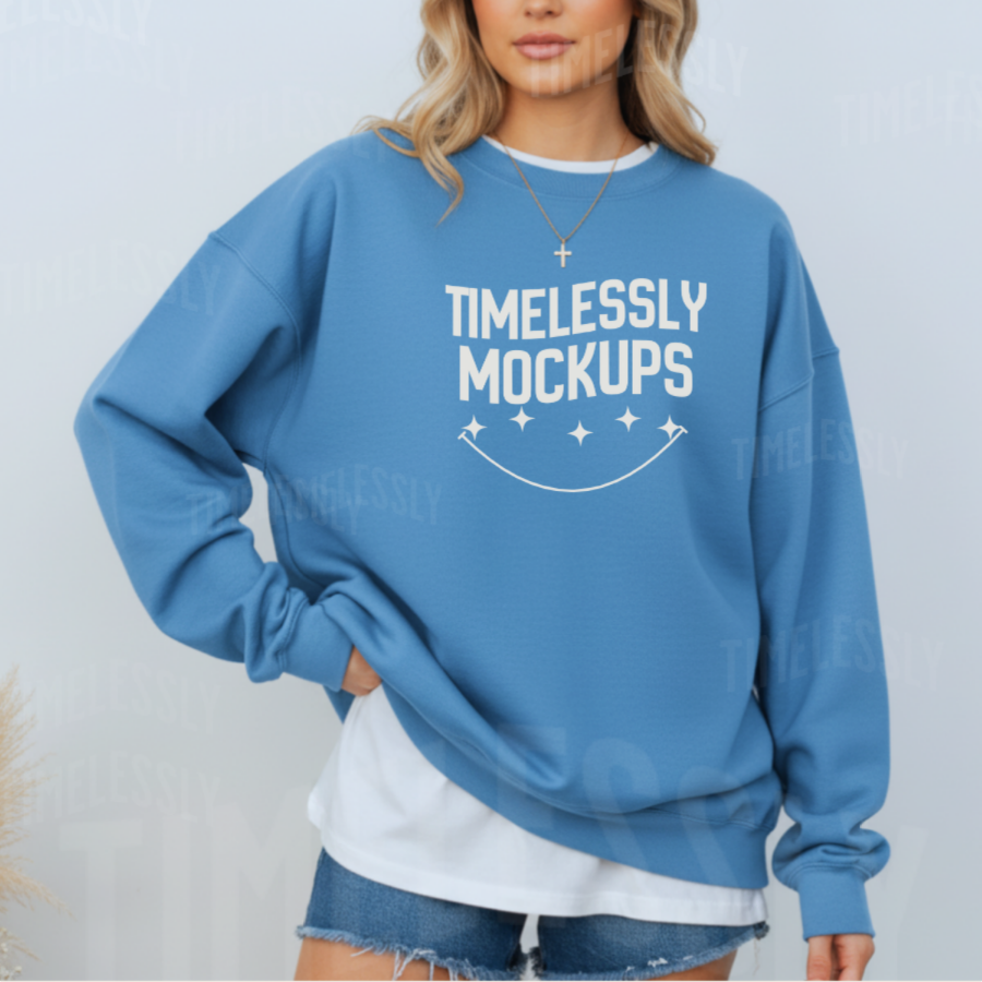 Gildan 18000 Crewneck Mockup – Carolina Blue