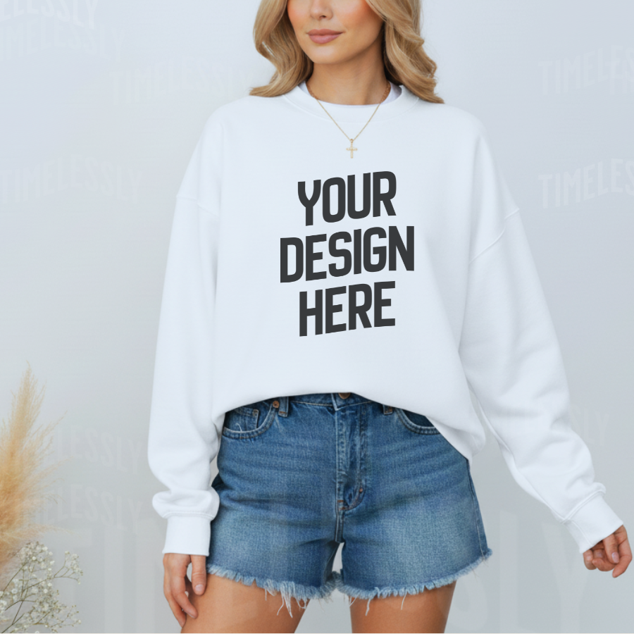 Gildan 18000 Crewneck Mockup – White