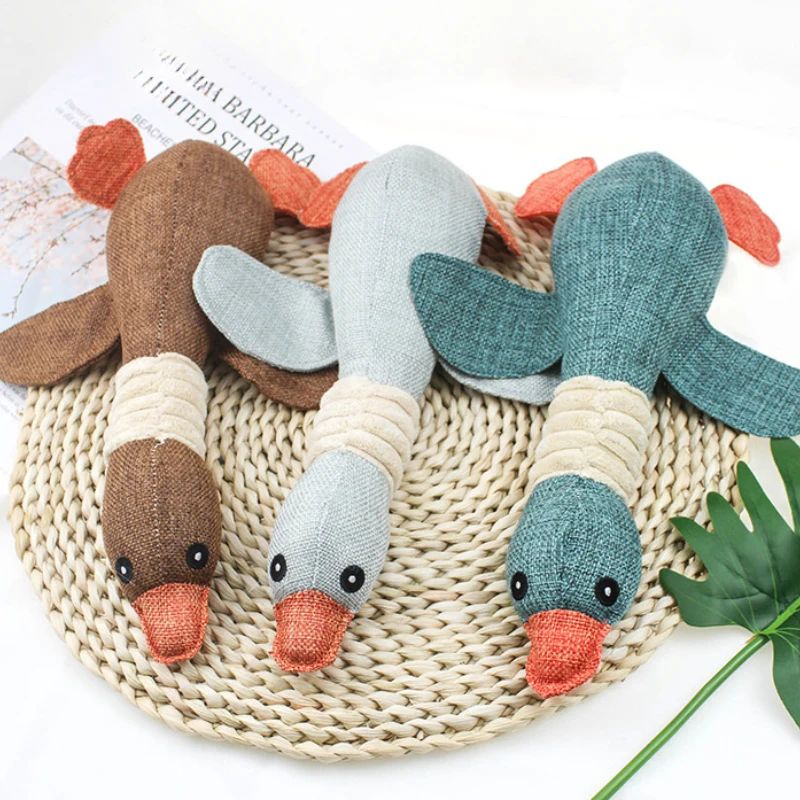 Juguete masticable para mascotas, peluche de ganso salvaje de dibujos animados