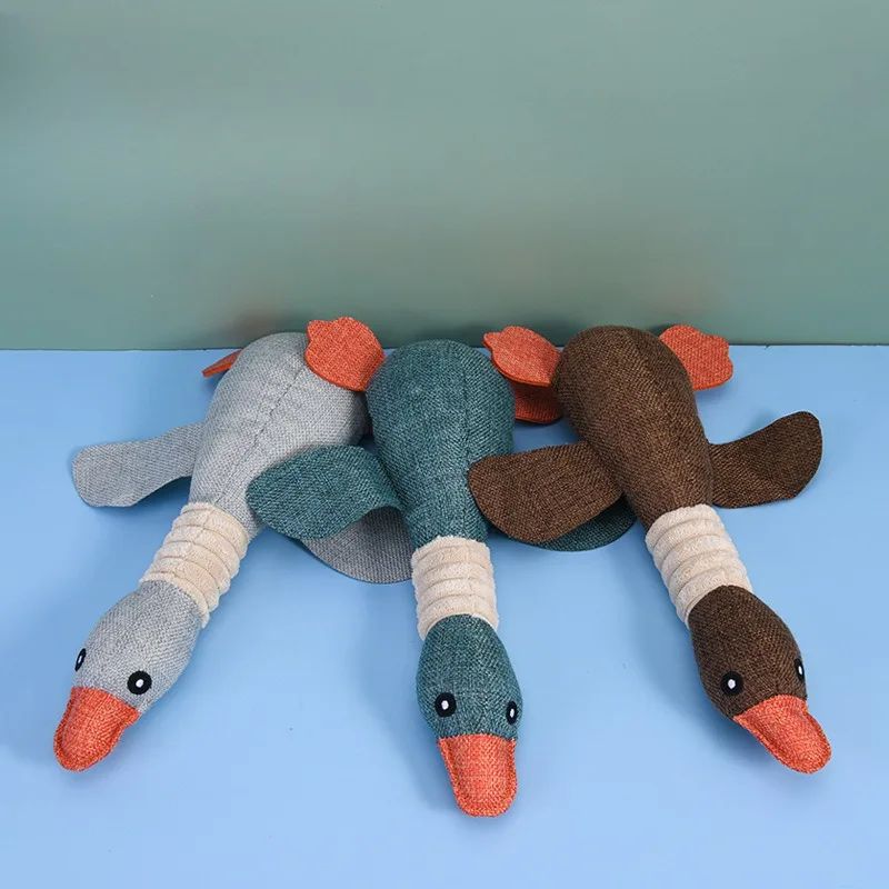 Juguete masticable para mascotas, peluche de ganso salvaje de dibujos animados