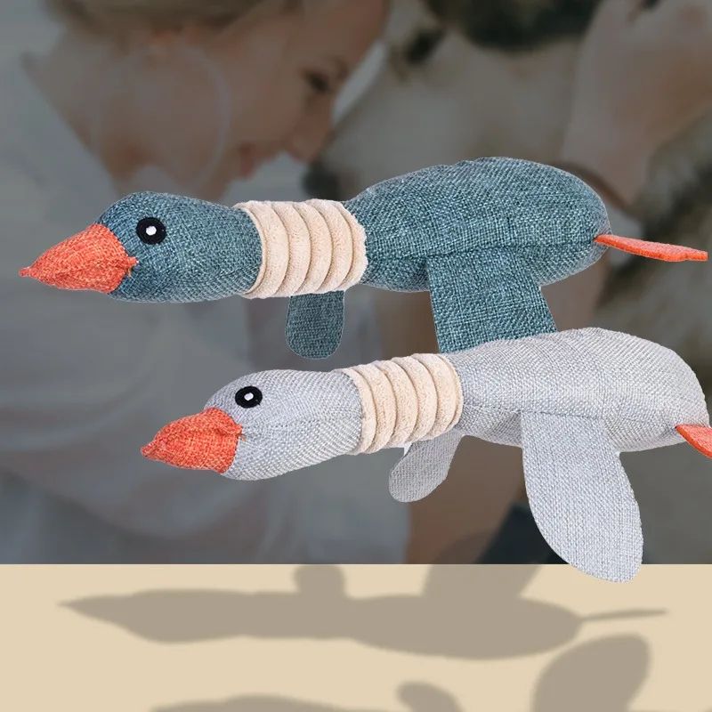 Juguete masticable para mascotas, peluche de ganso salvaje de dibujos animados