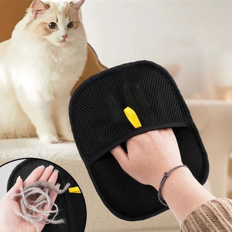 Guante de cepillo para perros, guante de lana para quitar pelo de gato, guante reutilizable para quitar el pelo de mascotas, guante de aseo para gatos y perros que mudan el pelo.