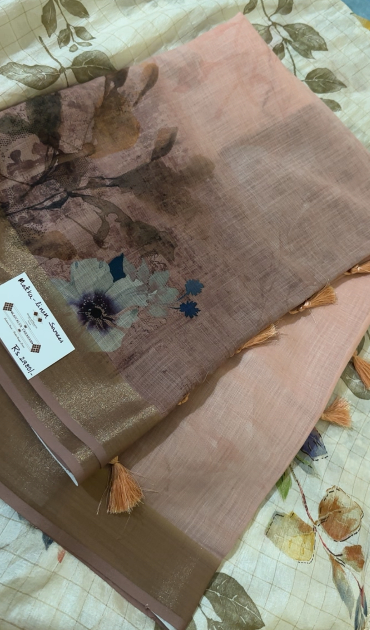 Elegant Matka Linen Floral Saree