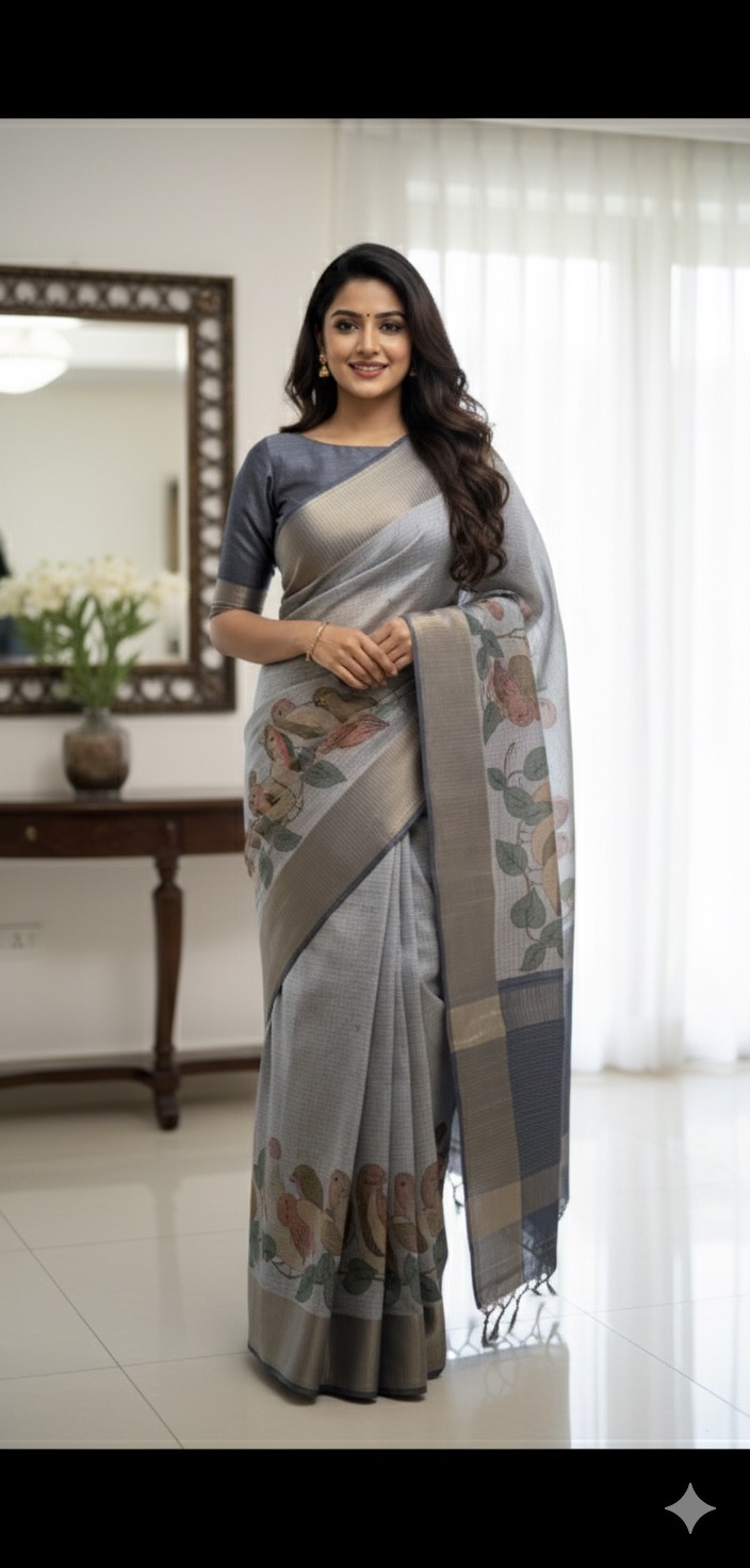 Khadi Tussar Bird Quilt