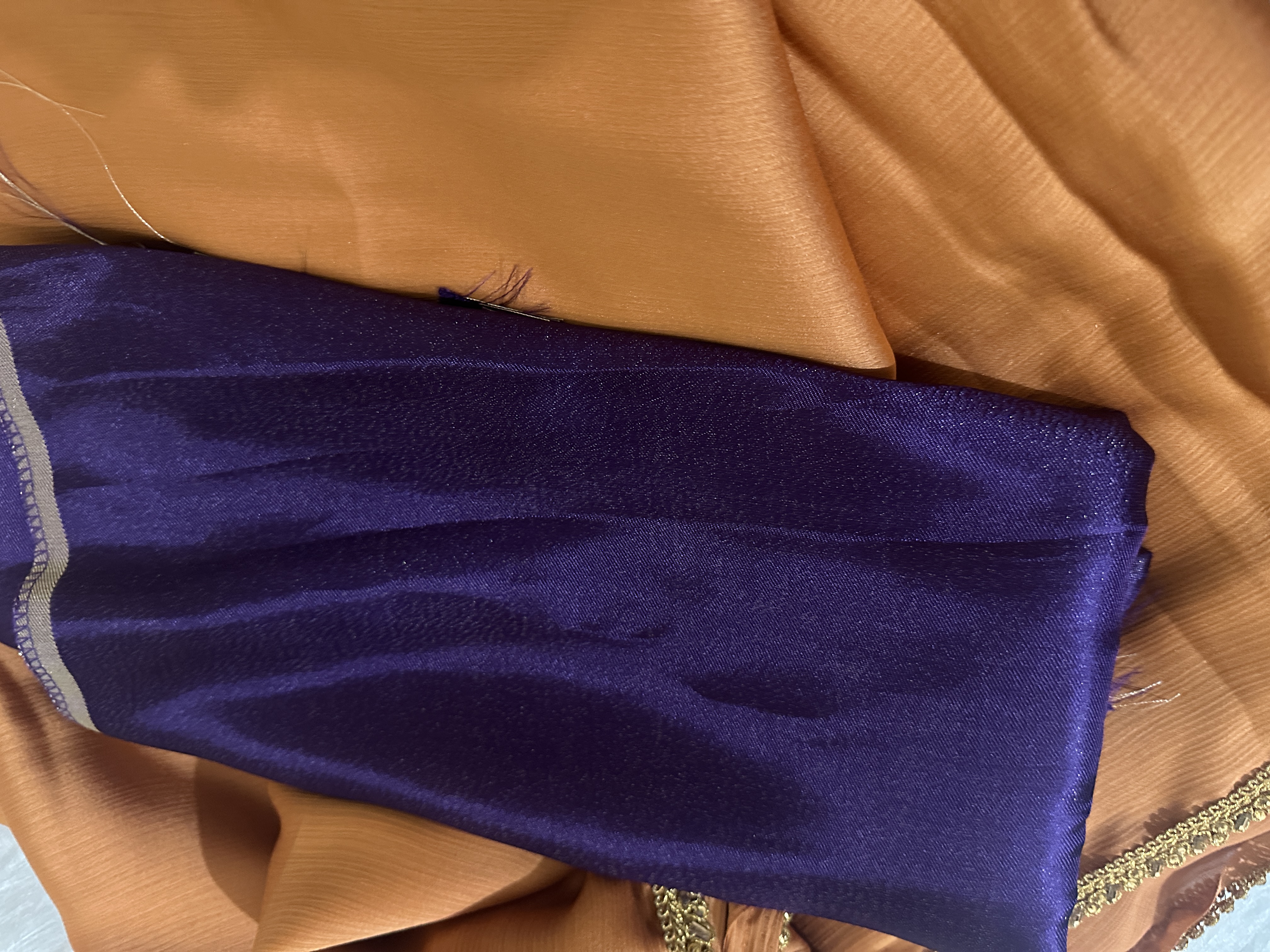 Elegant Sunset Peach Wrinkle Chiffon Saree