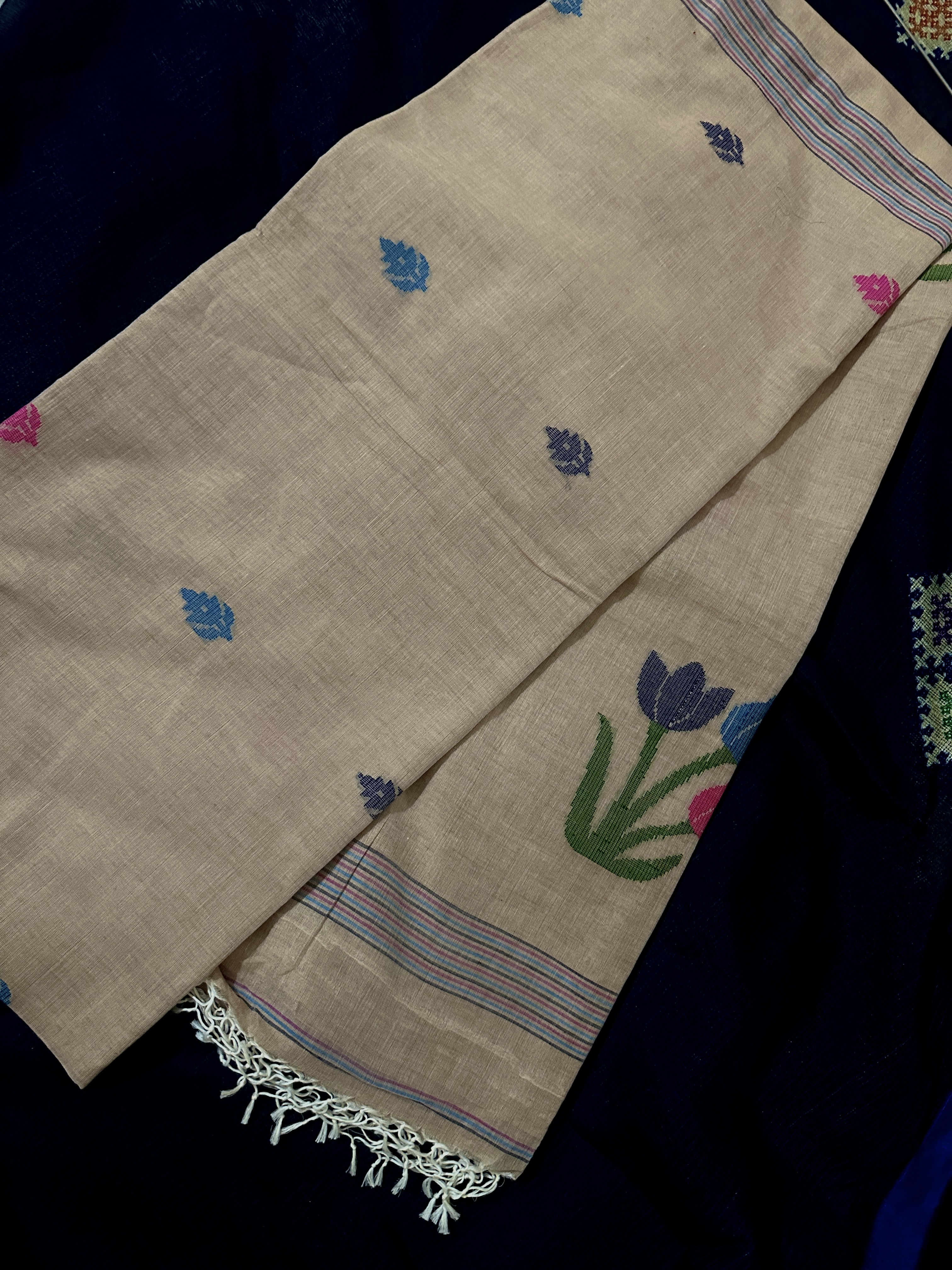 Handwoven Ponduru Jamdani Cotton Saree