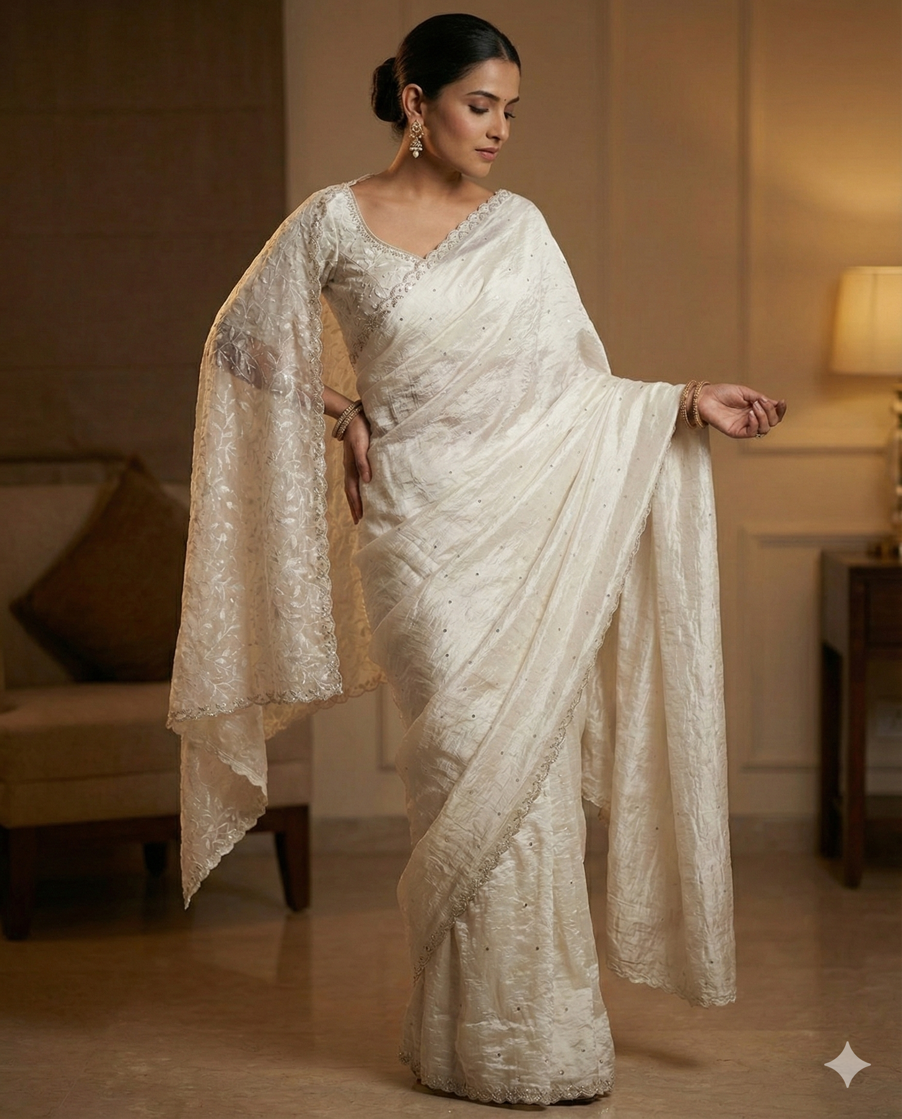 Crushed Silk Embroidered