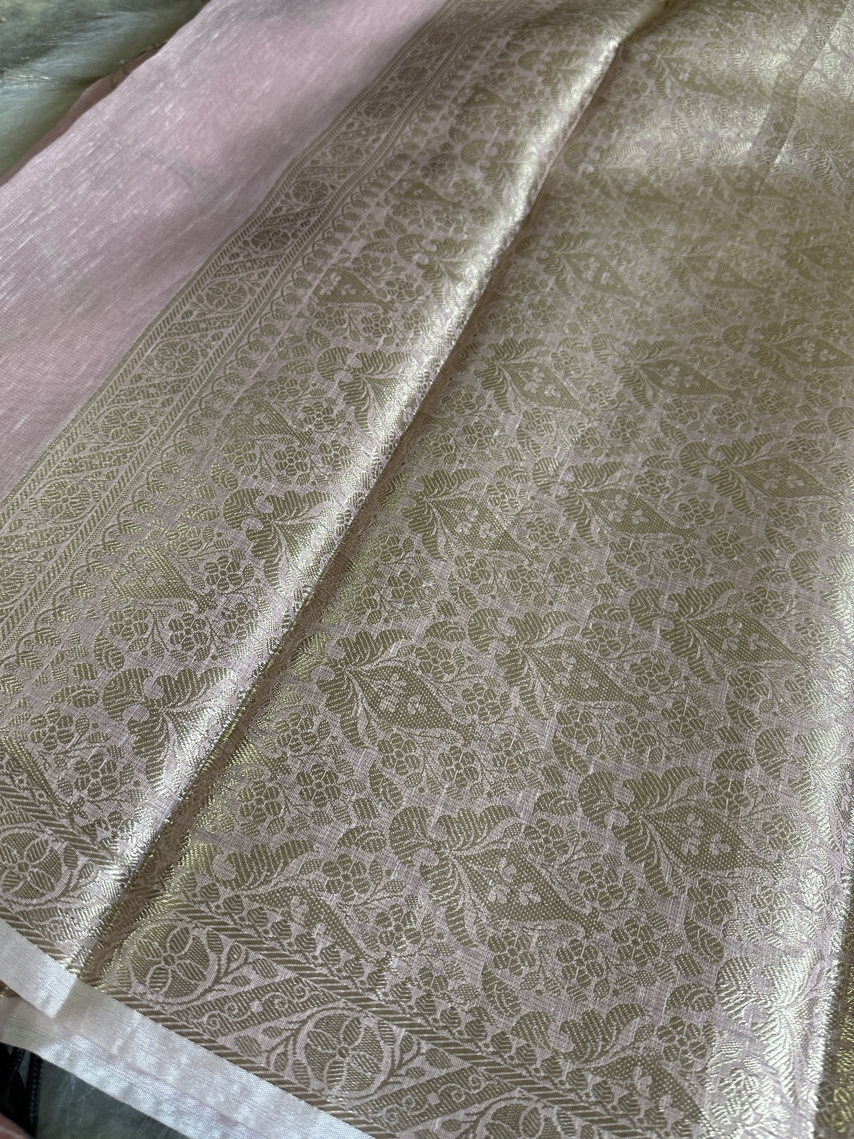 Elegant Pink Embroidered Tussar Kota Saree