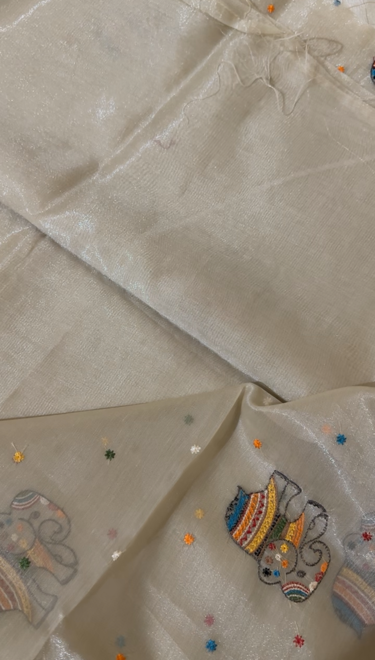 Chanderi Tissue Saree with embroidered border