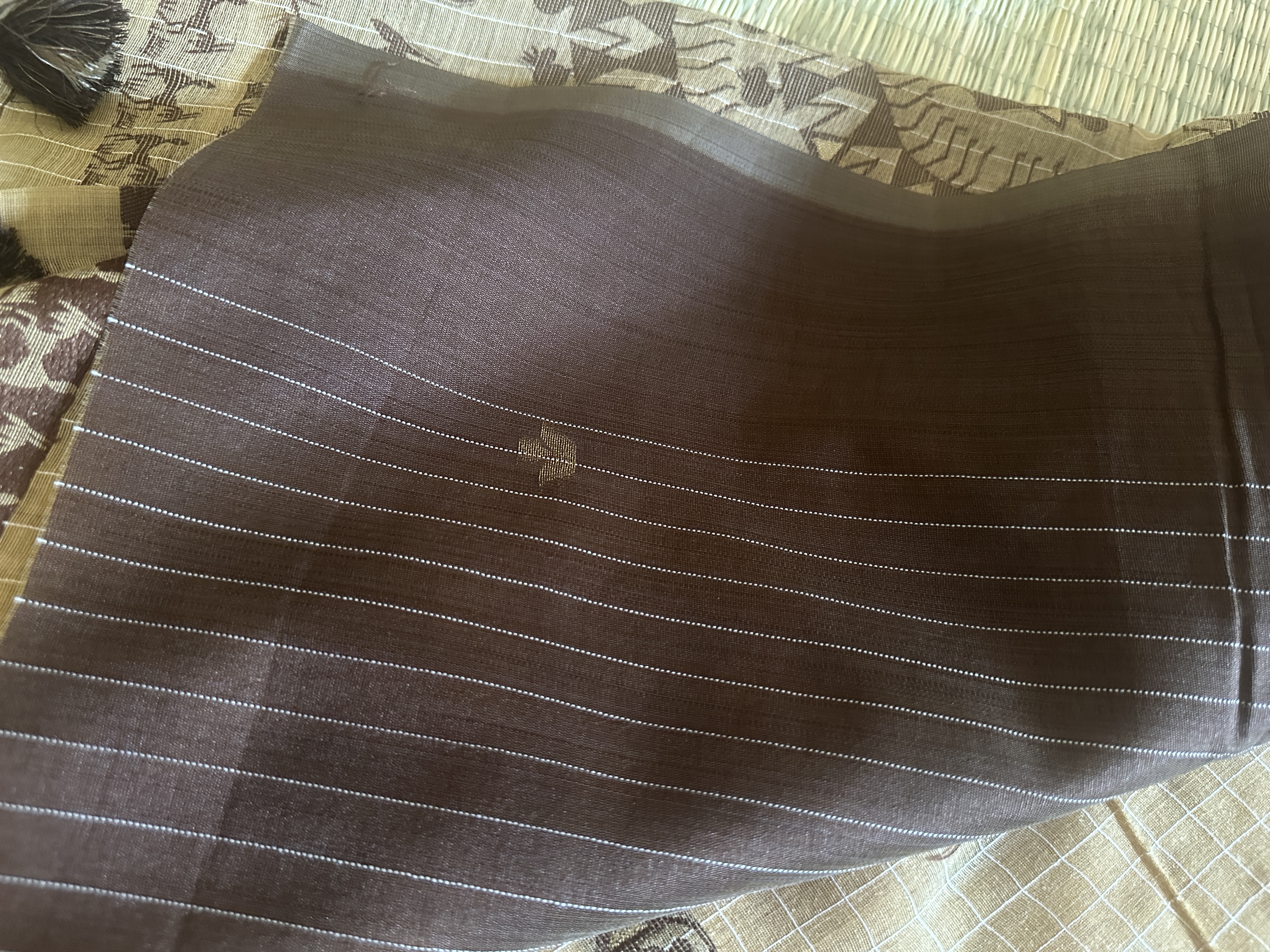 Elegant Beige Munga Cotton Saree