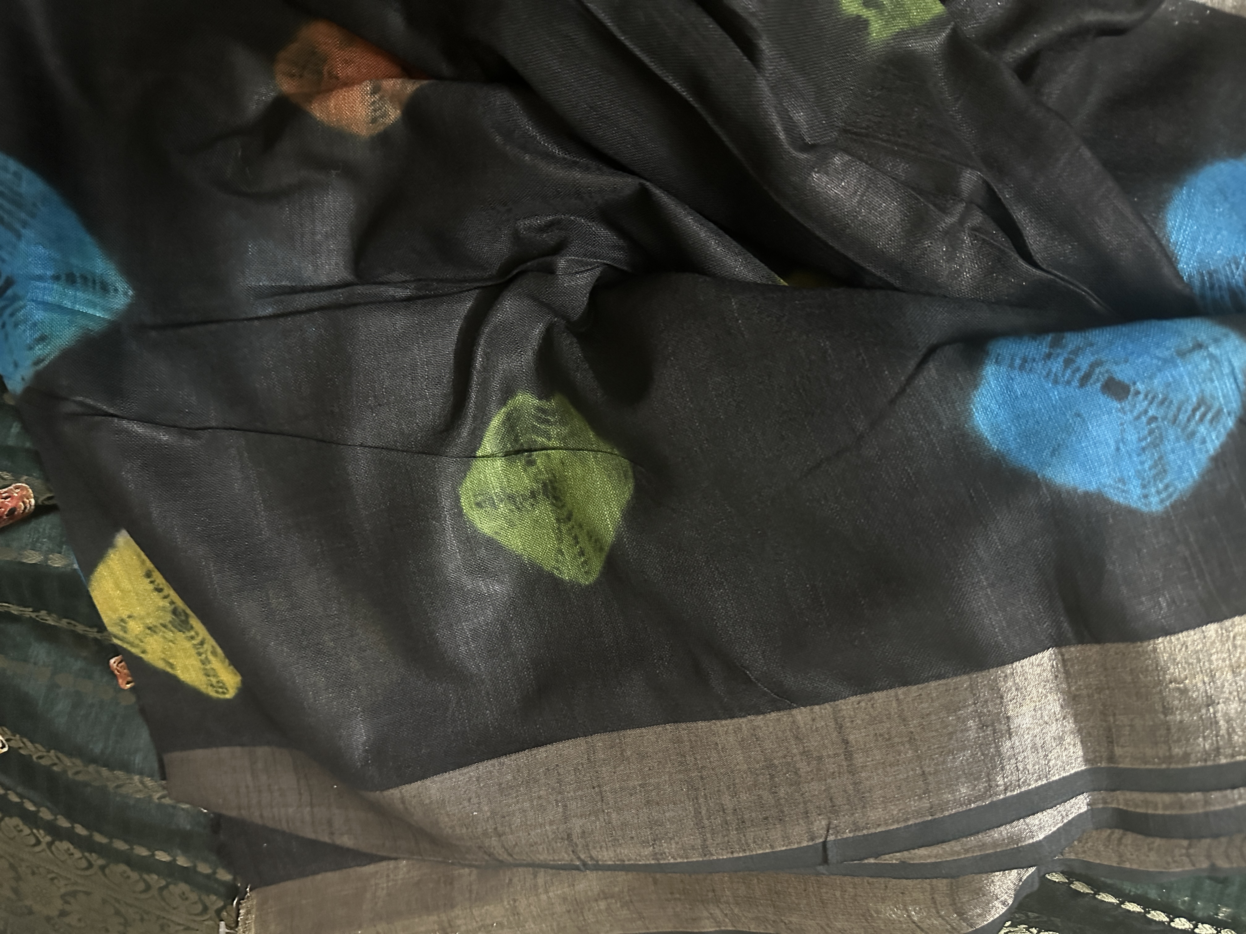 Handloom Silk-Cotton Shibori printed Saree