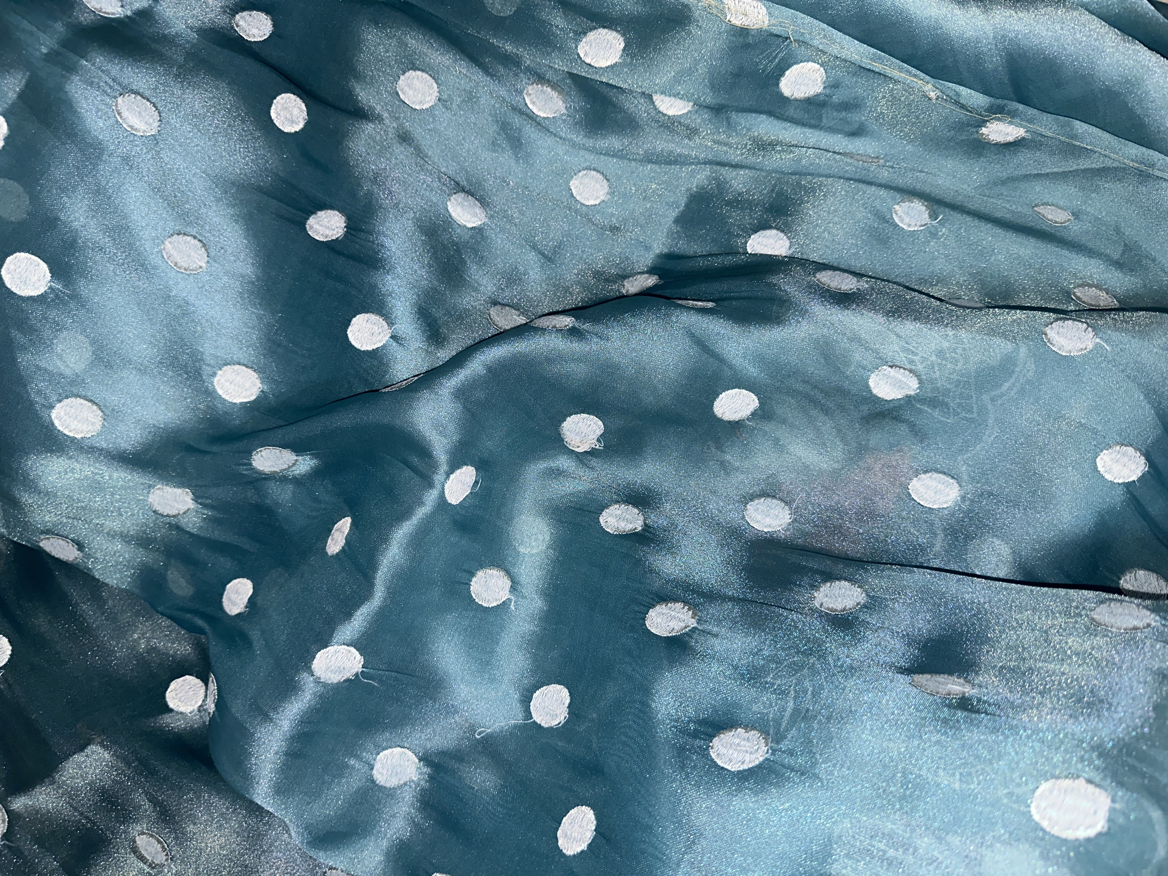 Teal Blue Organza Silk Saree