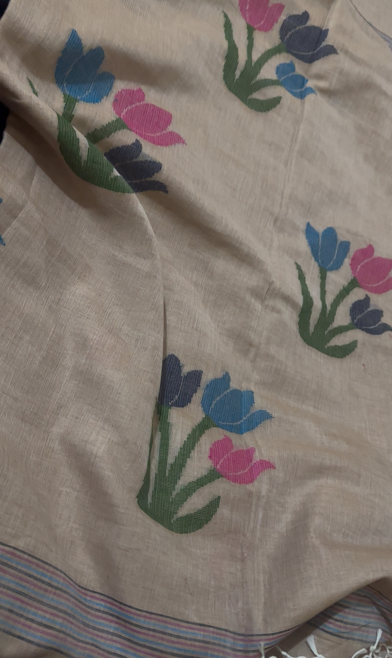 Handwoven Ponduru Jamdani Cotton Saree