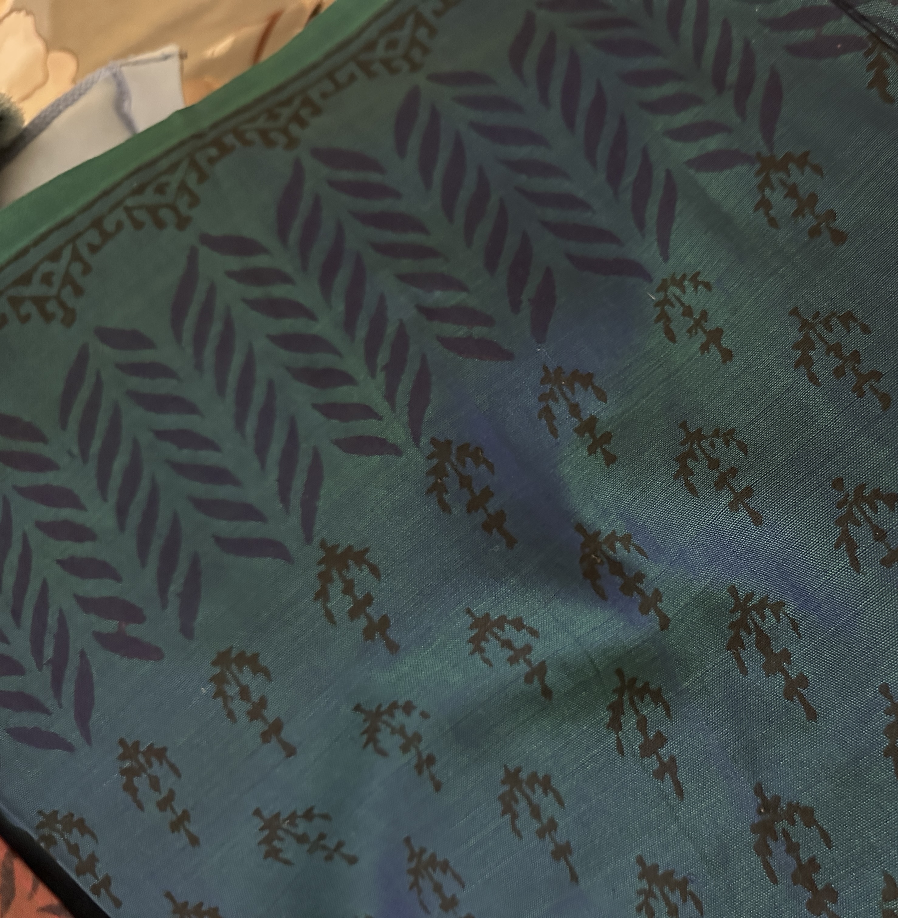 Handwoven Blue-Green Narayanpet cotton Saree