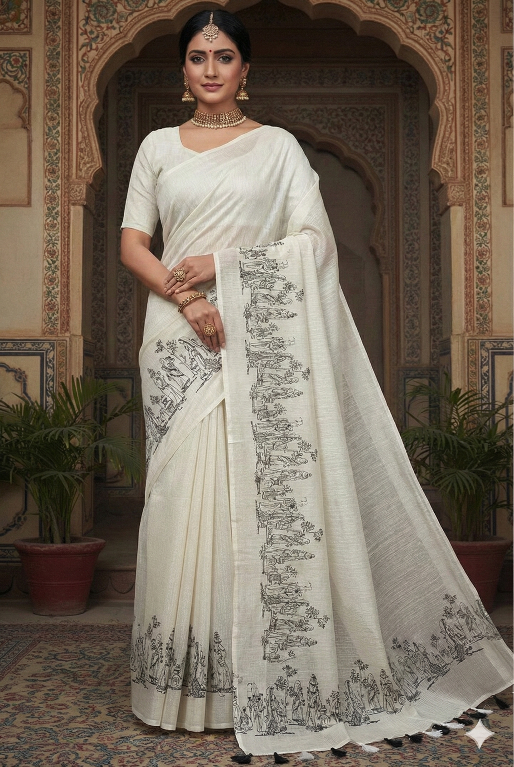 Handcrafted Jute Cotton Saree