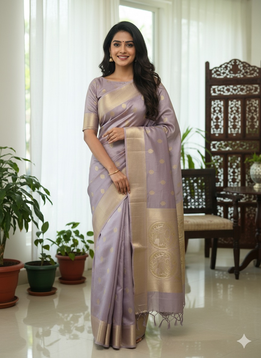 Lavender Victoria Silk Saree