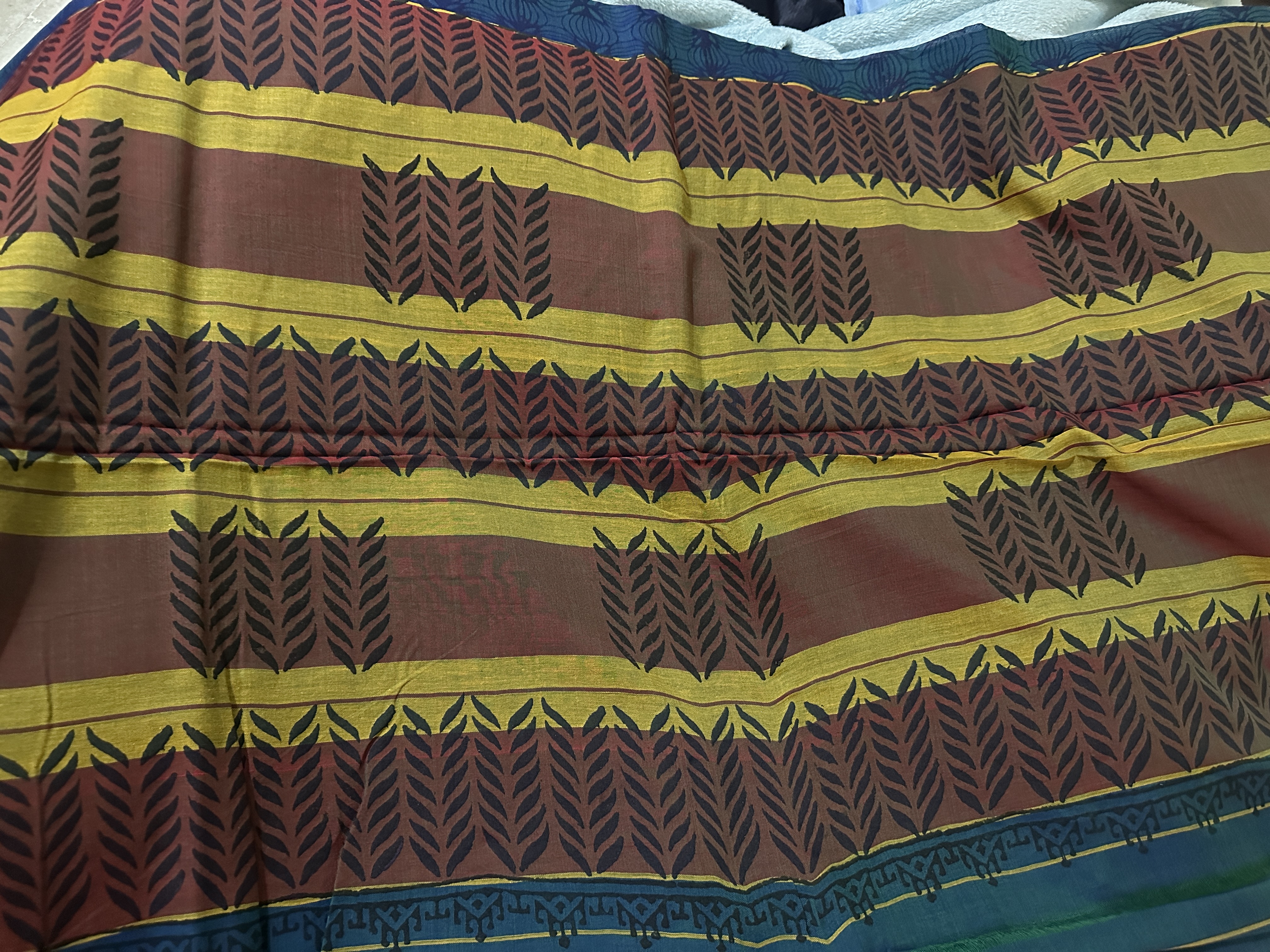 Handwoven Blue-Green Narayanpet cotton Saree