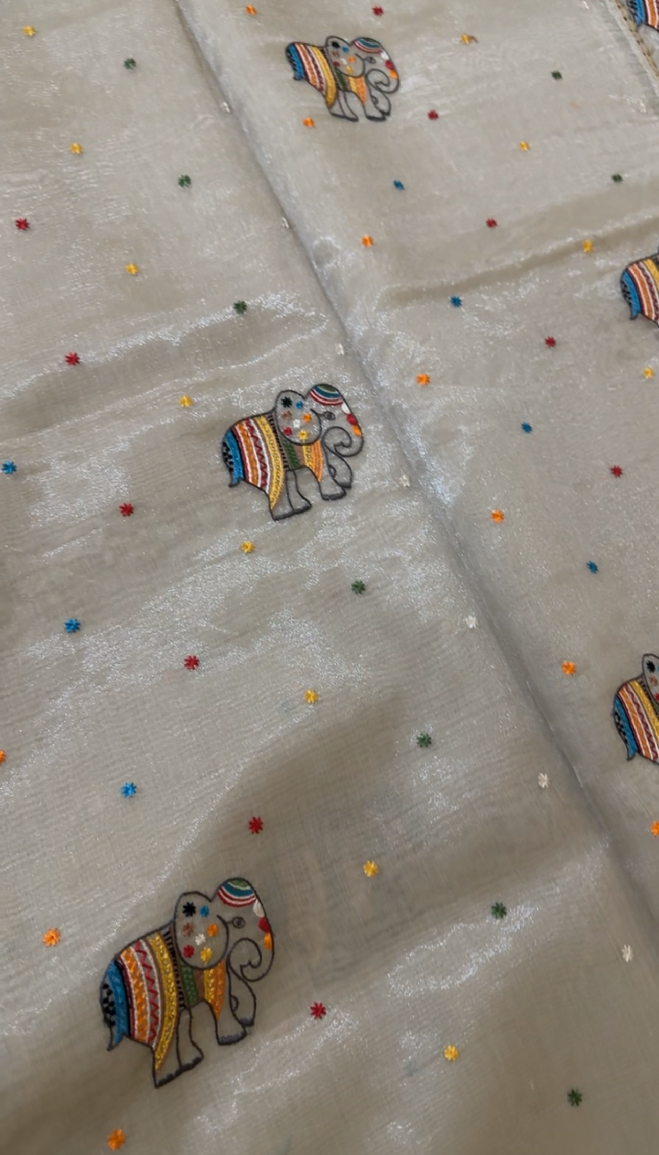 Chanderi Tissue Saree with embroidered border