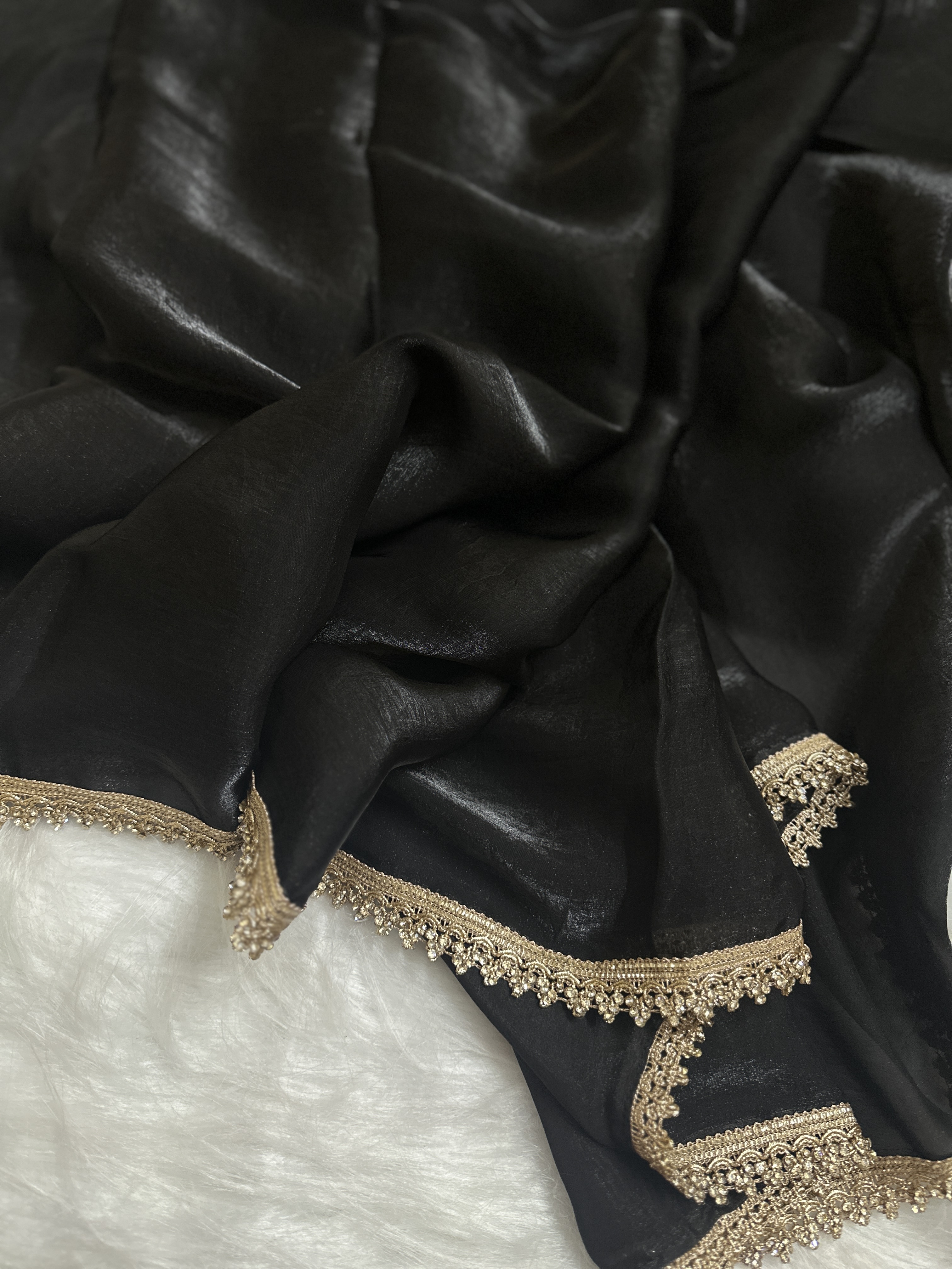 Elegant Space Silk Black Saree