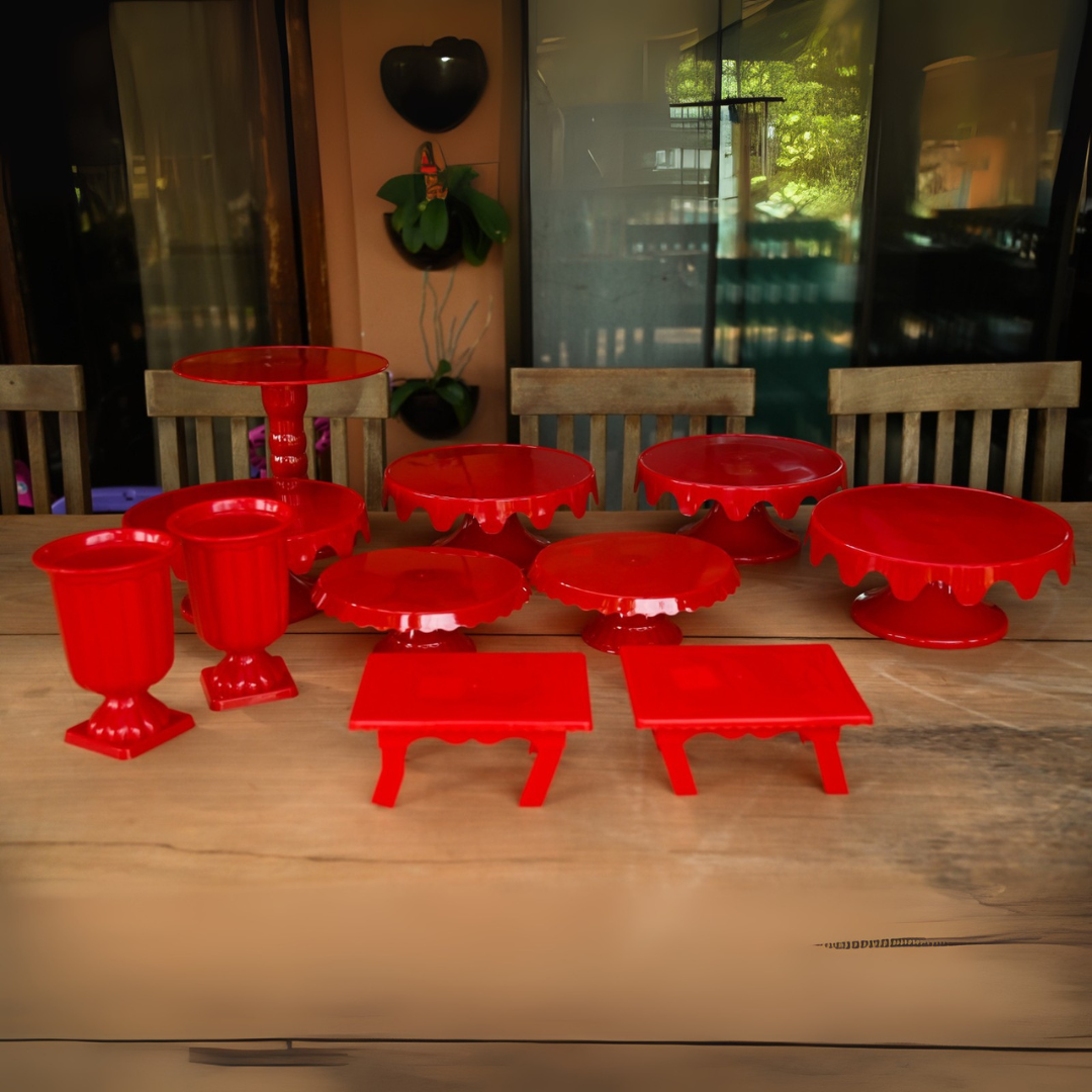 Conjunto vermelho para mesa de doces – pegue e monte
