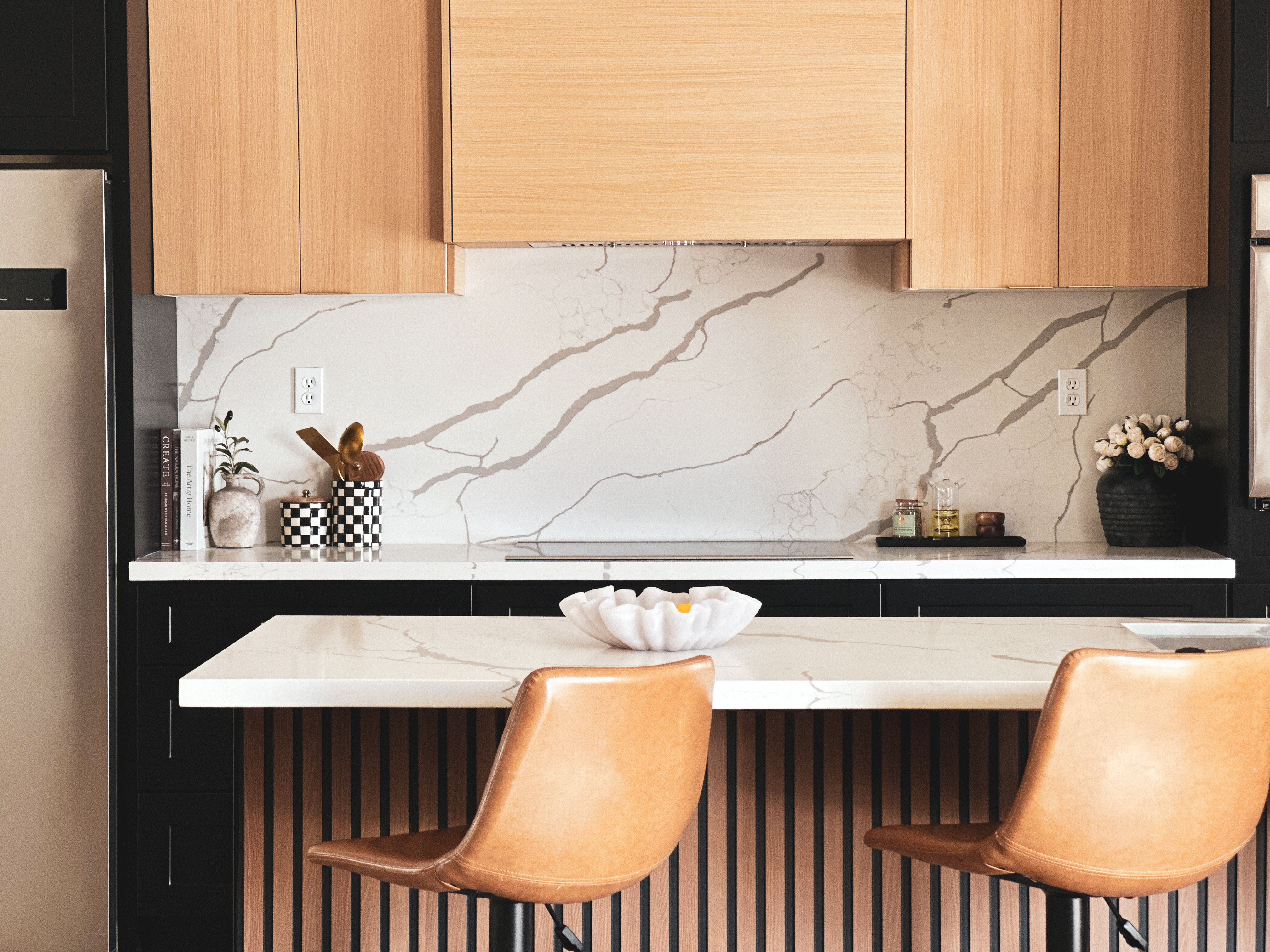 Haven Series: Light Oak Slab Cabinetry