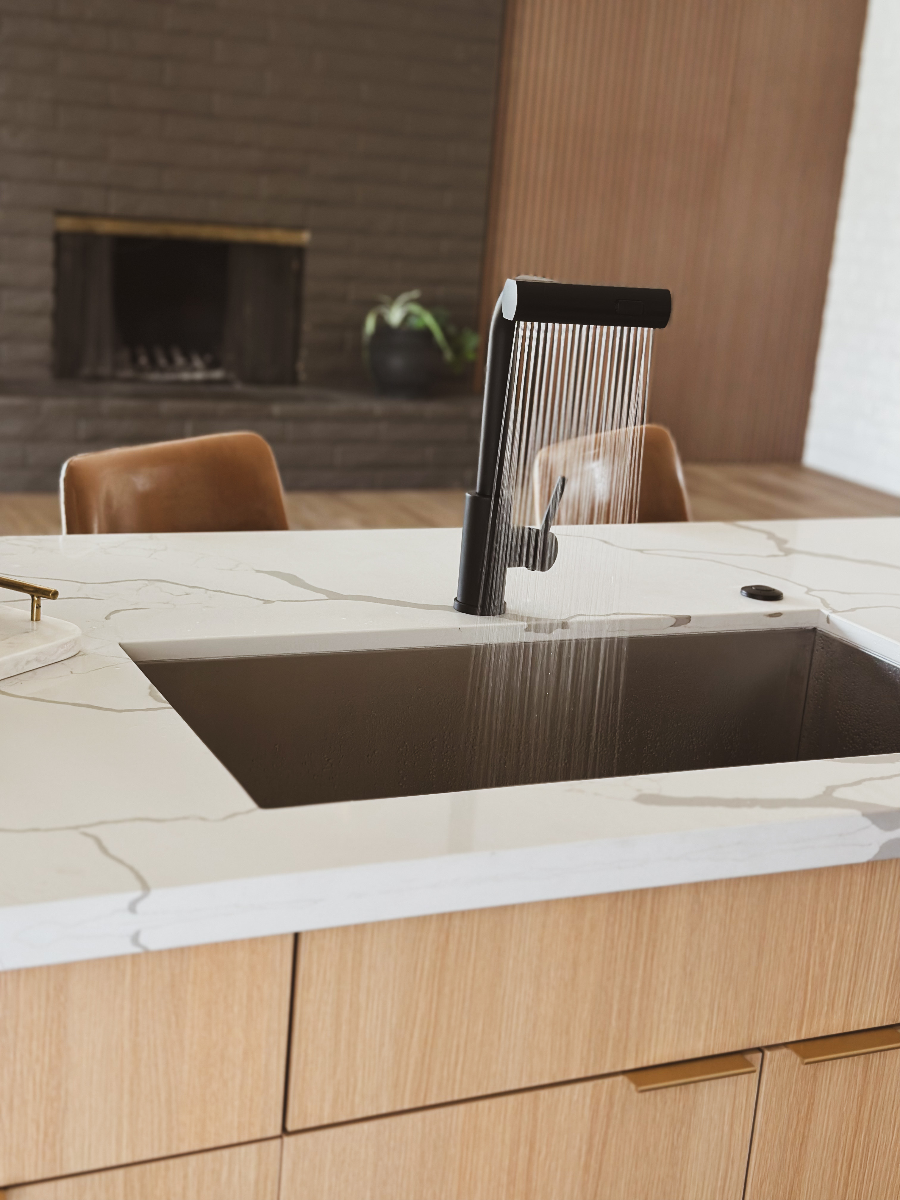 Haven Series: Light Oak Slab Cabinetry