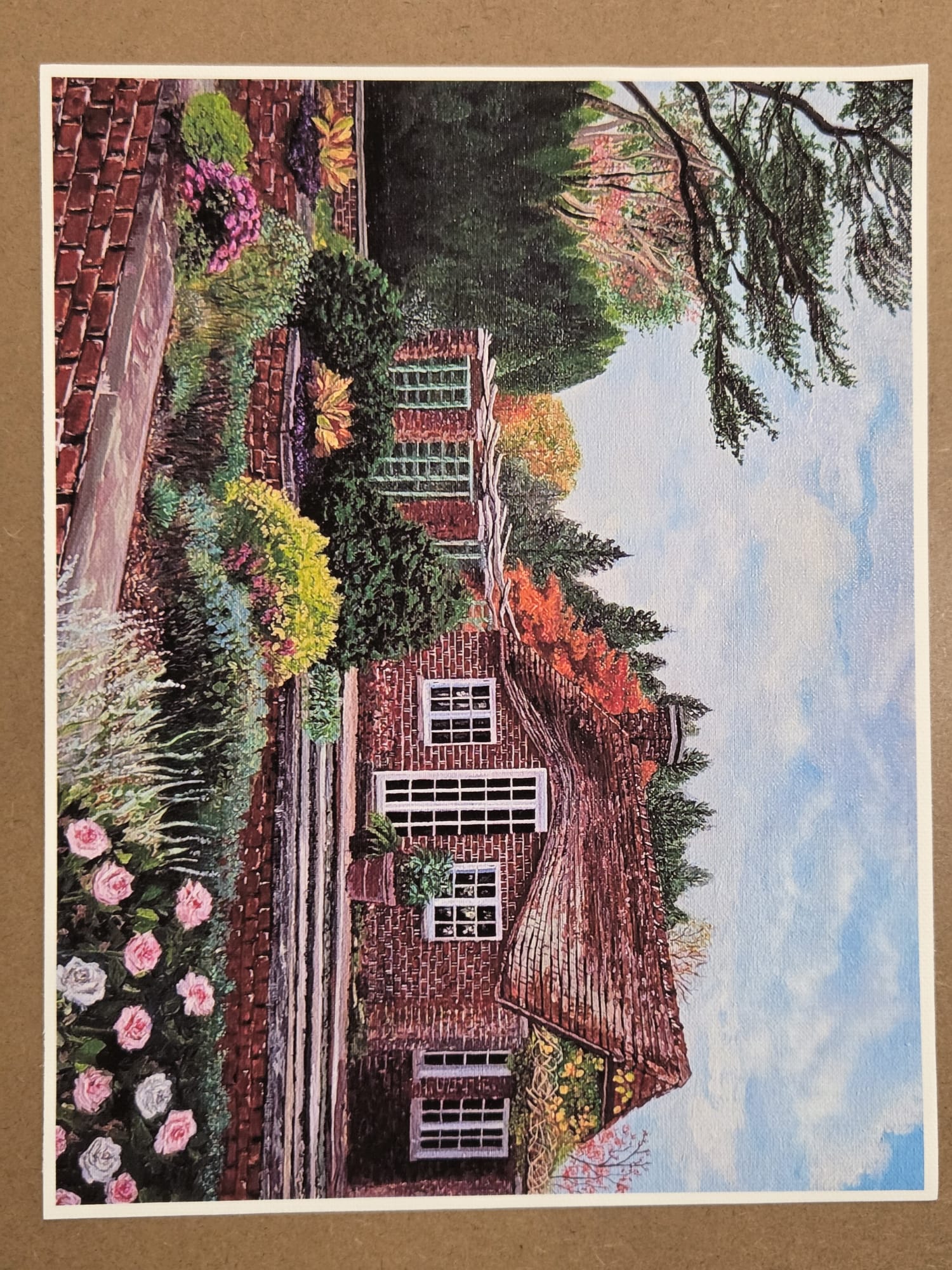 Art Print Cottage Planting Field Arboretum from Original Painting Printed on Real Cotton Canvas Letter Size 8.5x11 In Wall Art Deco 