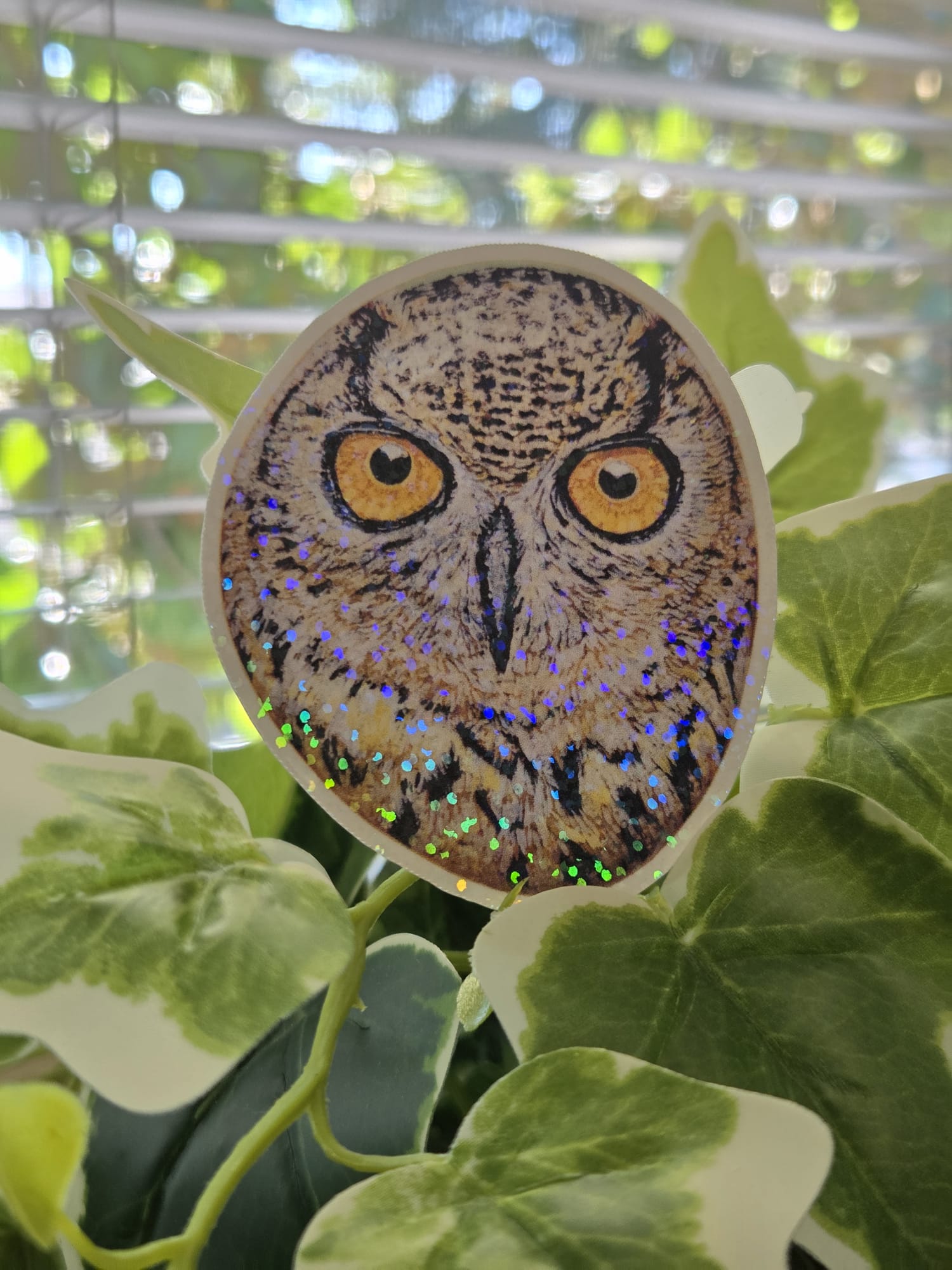 Holographic Great Horned Owl Vinyl Sticker