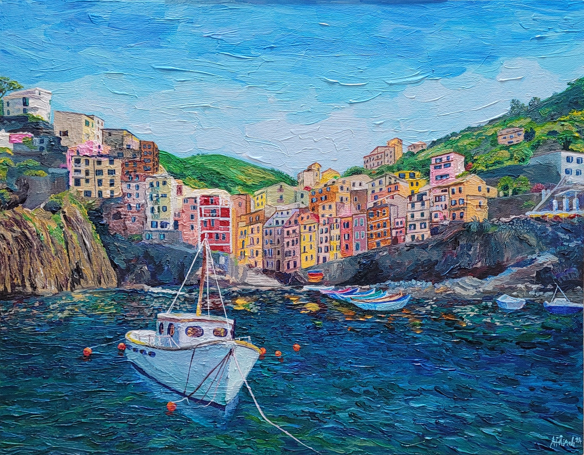 Cinque Terre Italy Acrylic Painting 