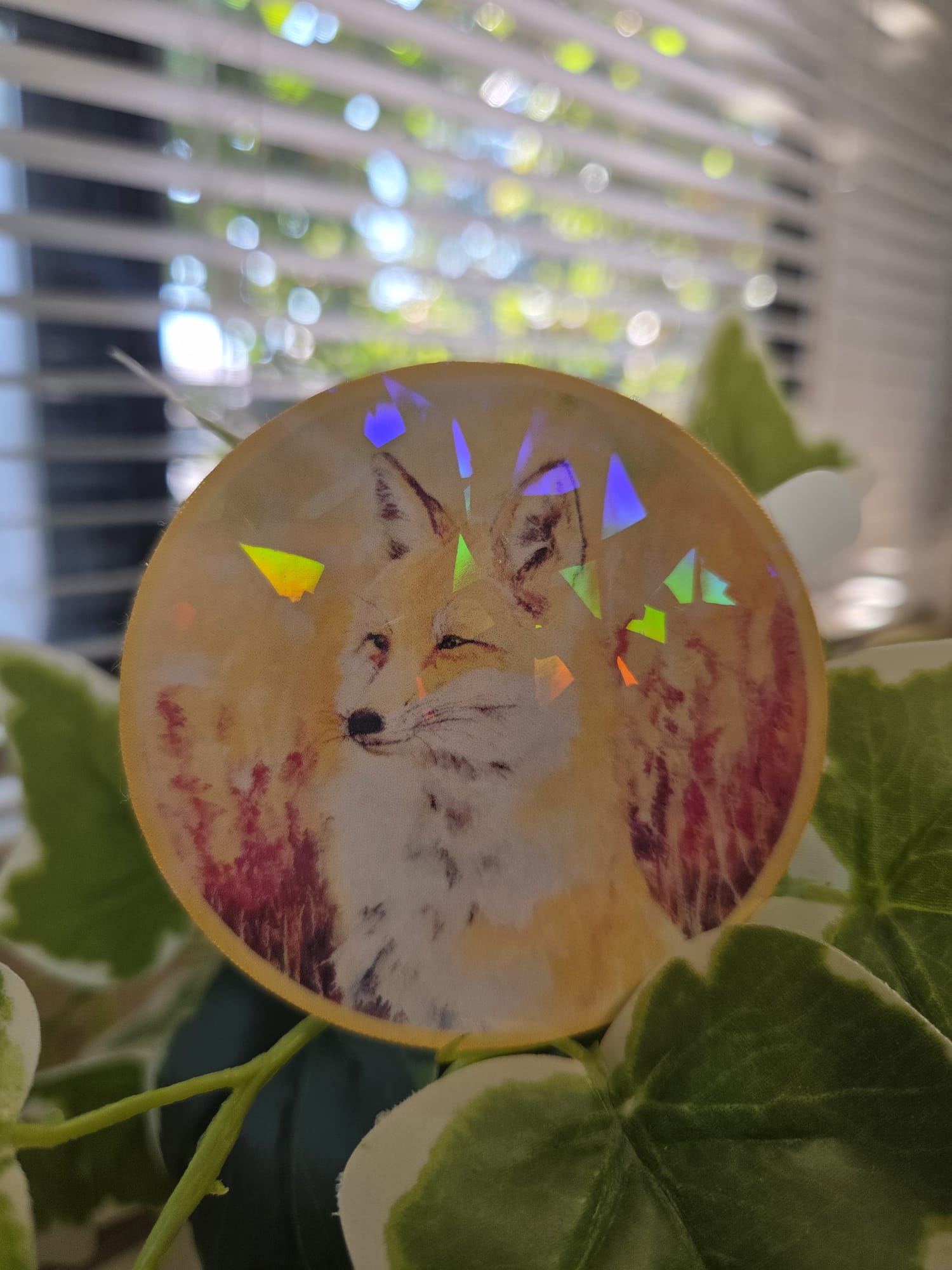 Vinyl Sticker Red Fox Portrait Small Holographic