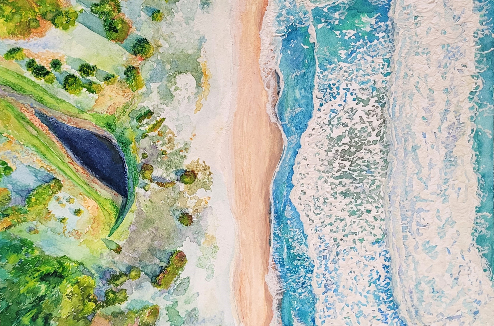 Lampuuk Beach Watercolor Painting