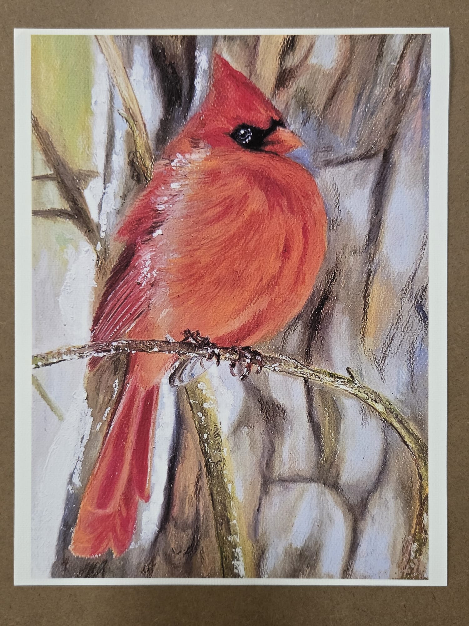 Art Print Red Cardinal Bird from Original Painting