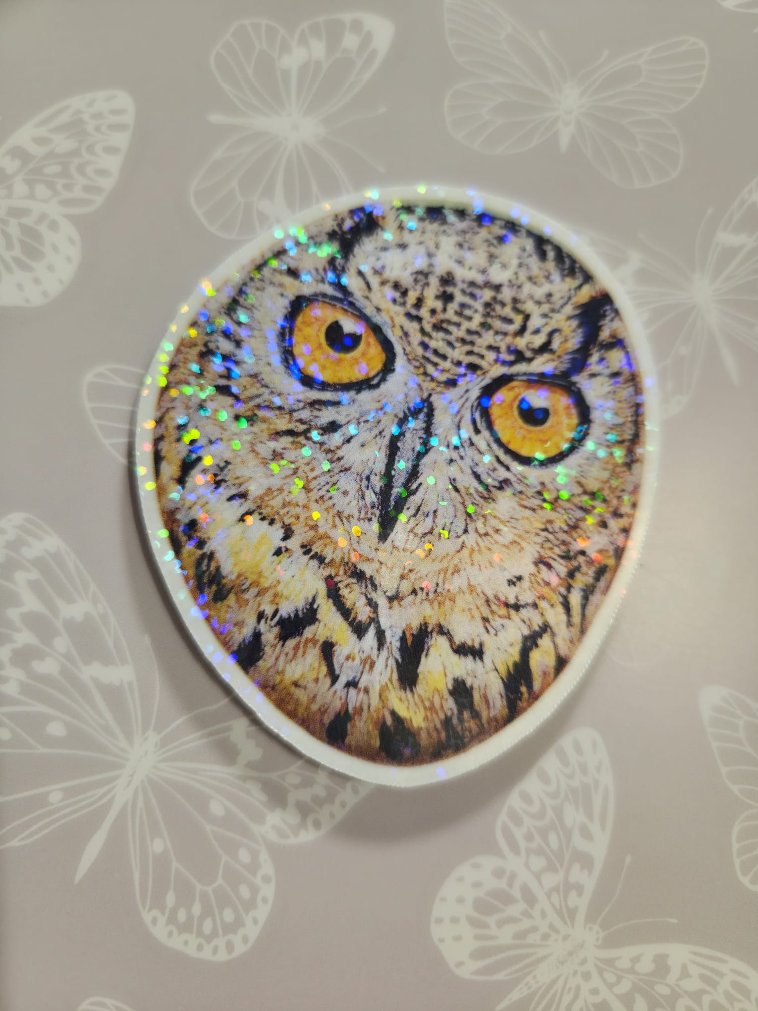 Holographic Great Horned Owl Vinyl Sticker