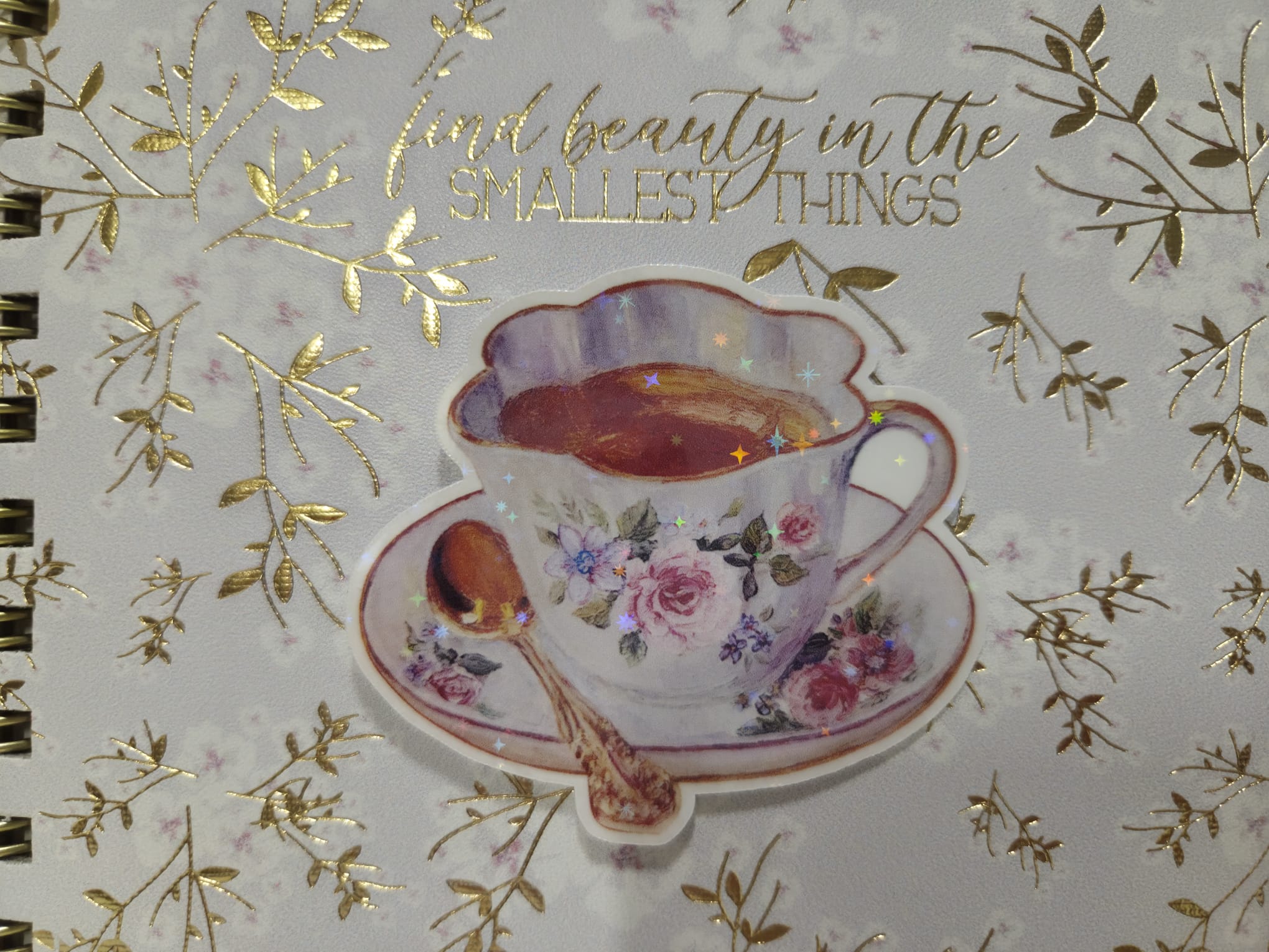 Rose Floral Teacup Vinyl Sticker 