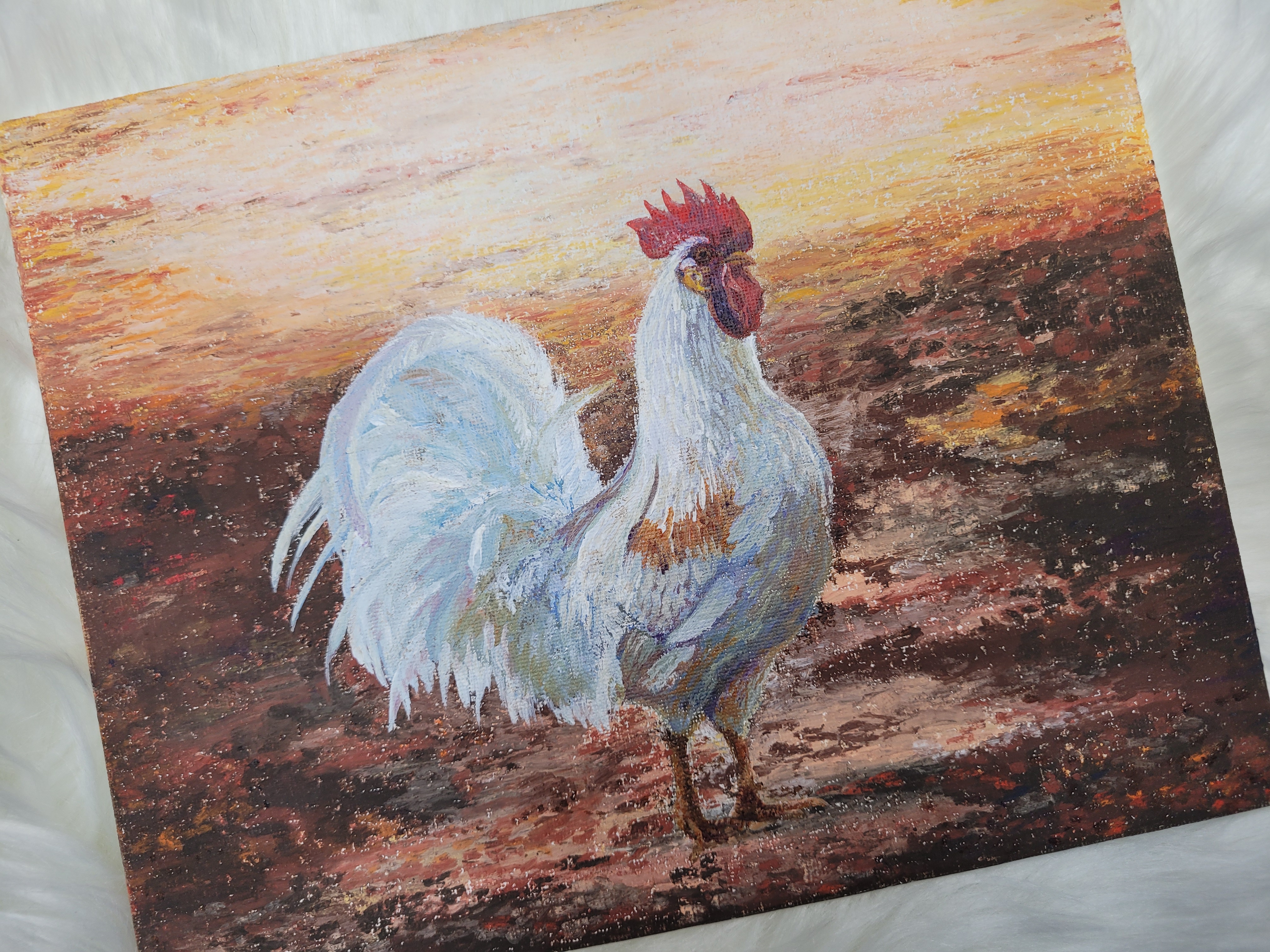 White Rooster Painting 
