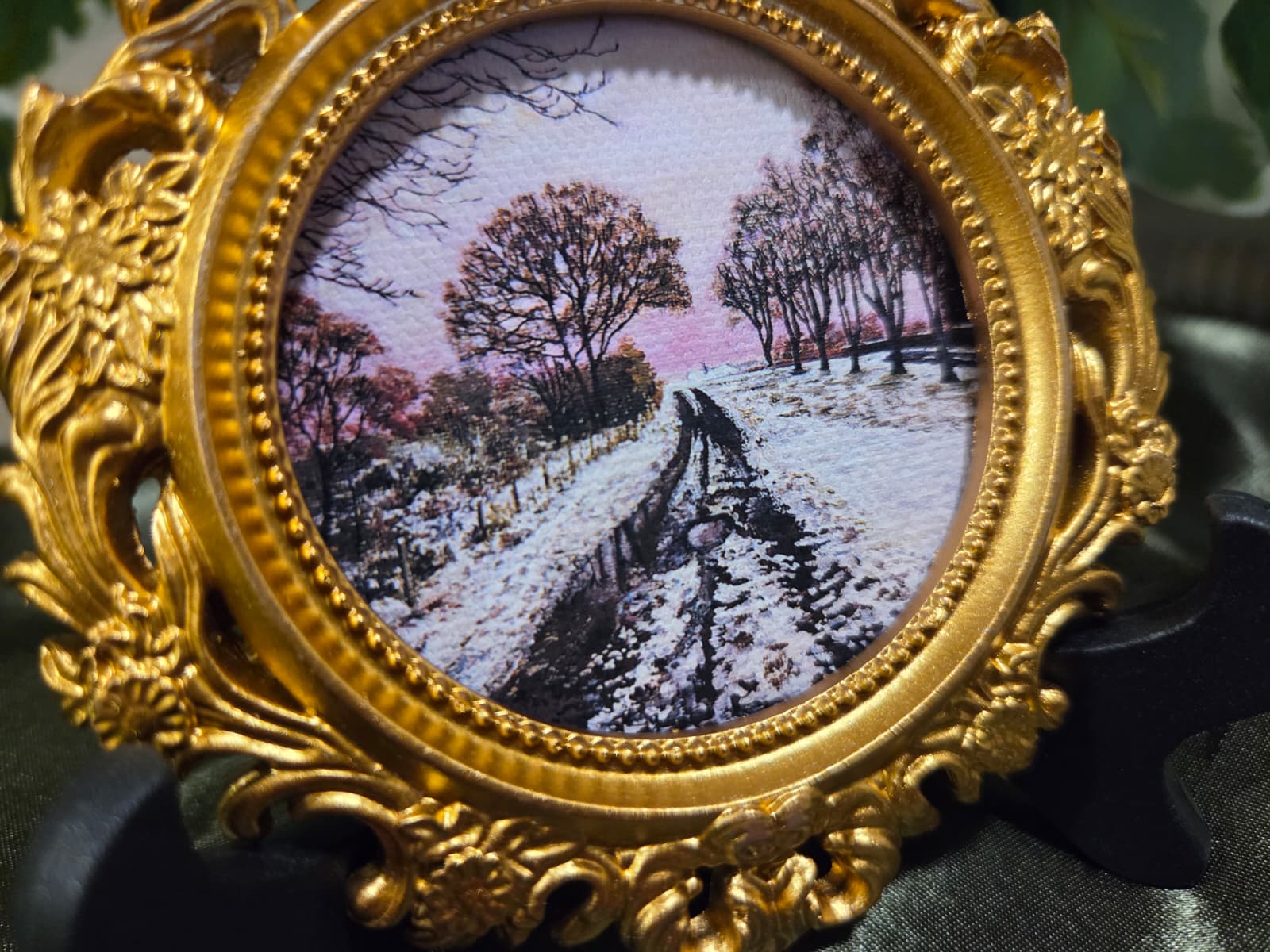 Mini Art Print Snow Trees Landscape From Original Painting 