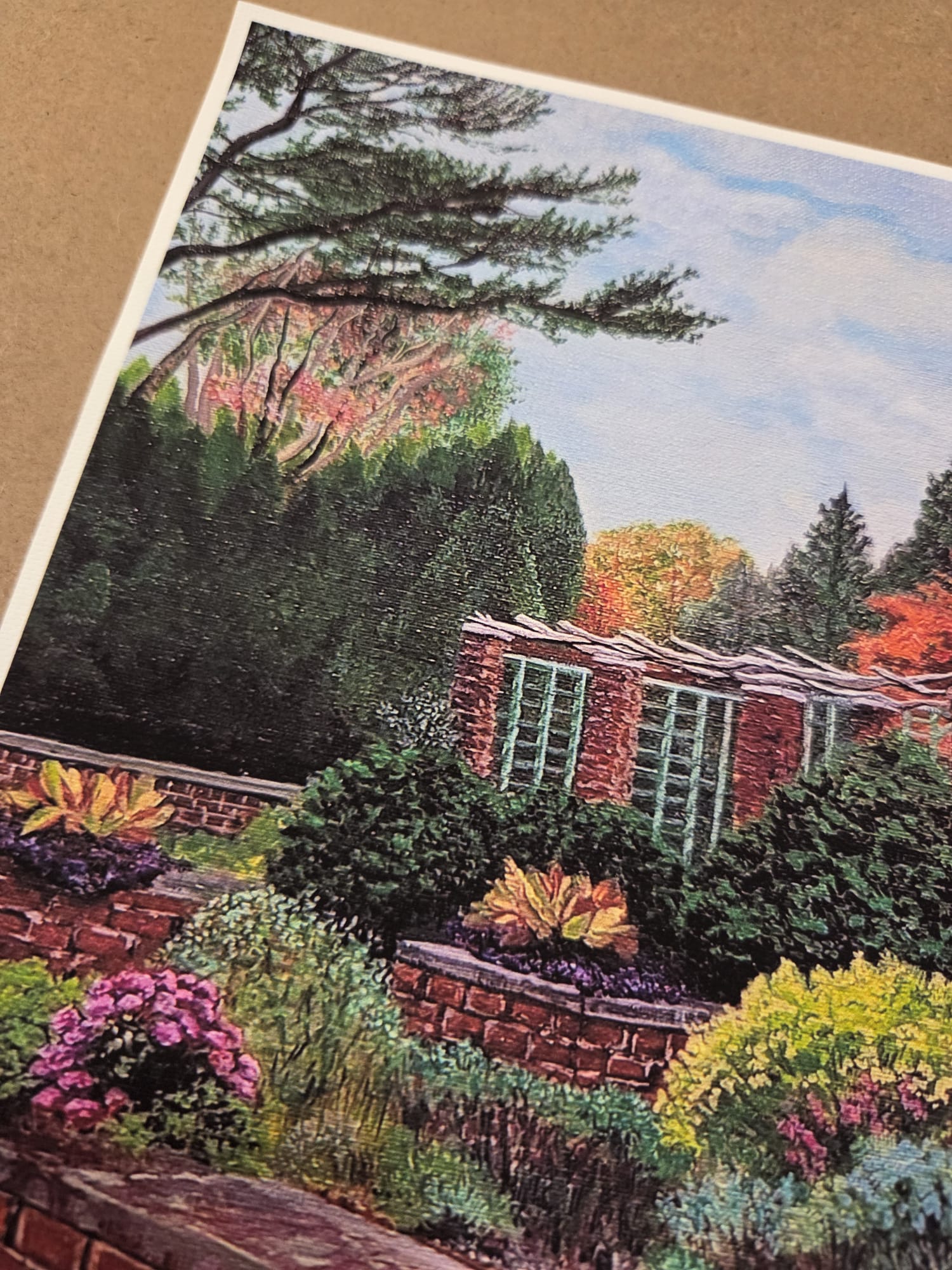Art Print Cottage Planting Field Arboretum from Original Painting Printed on Real Cotton Canvas Letter Size 8.5x11 In Wall Art Deco 