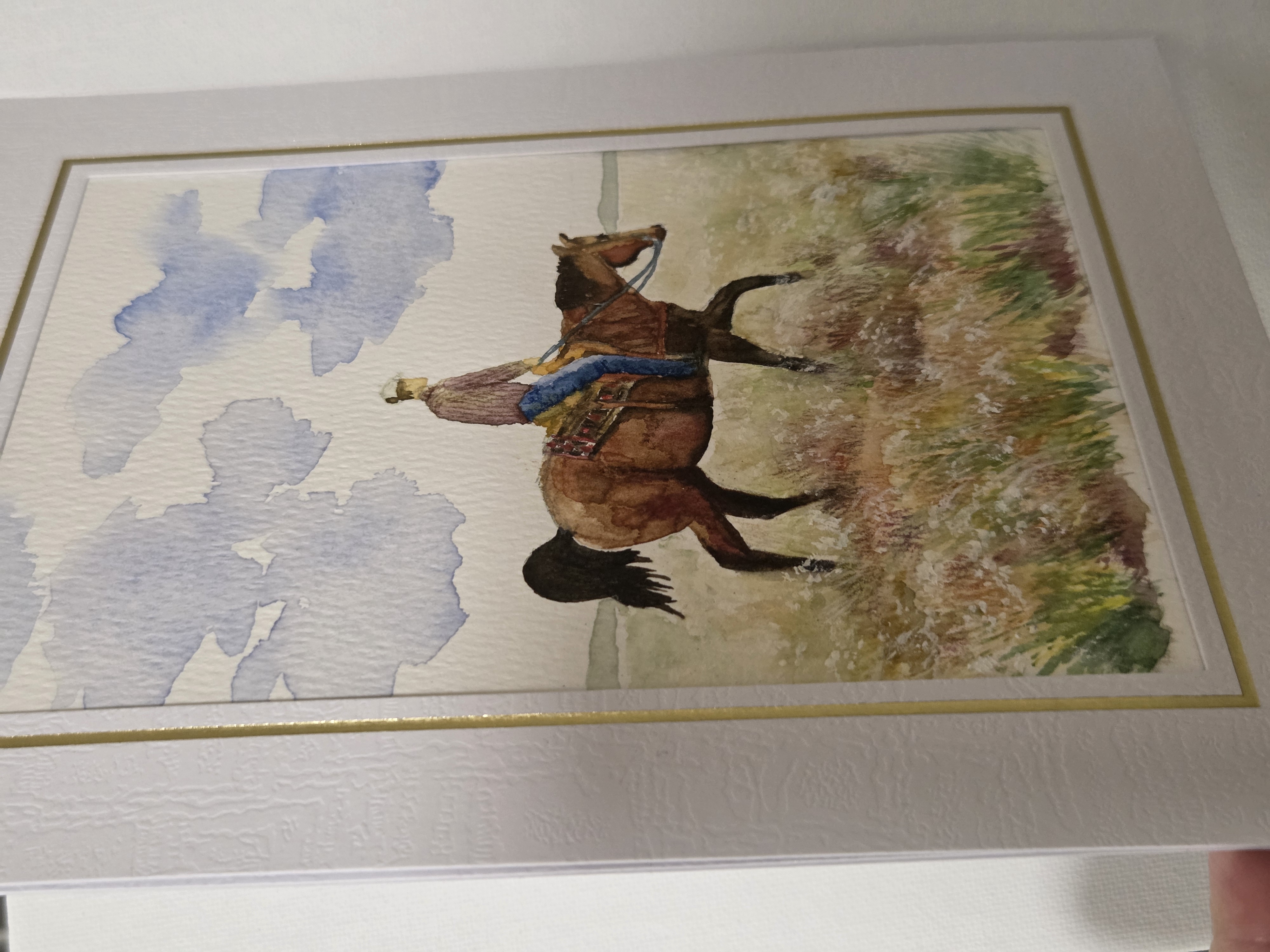 Watercolor Horse Riding Painting