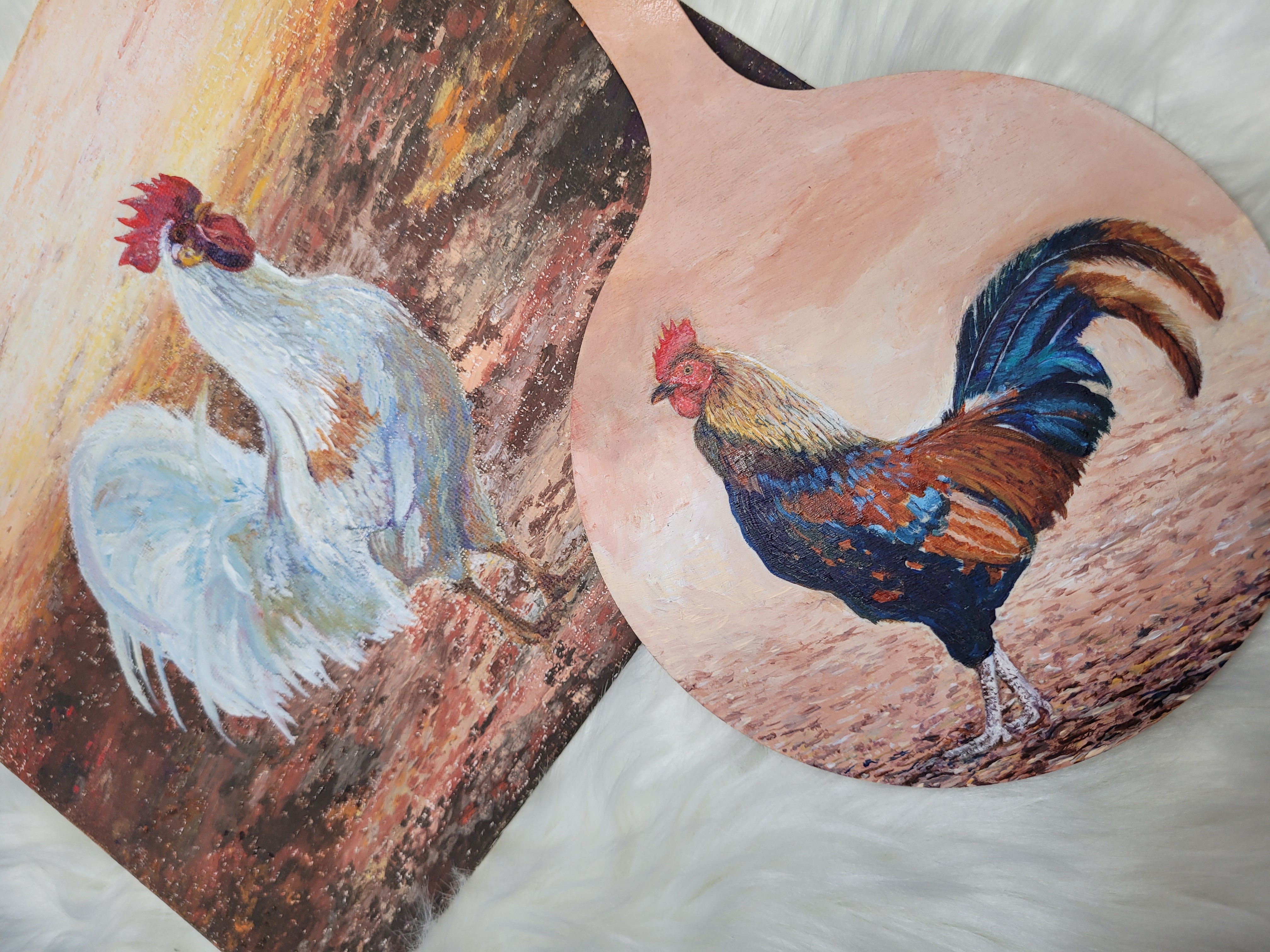White Rooster Painting 