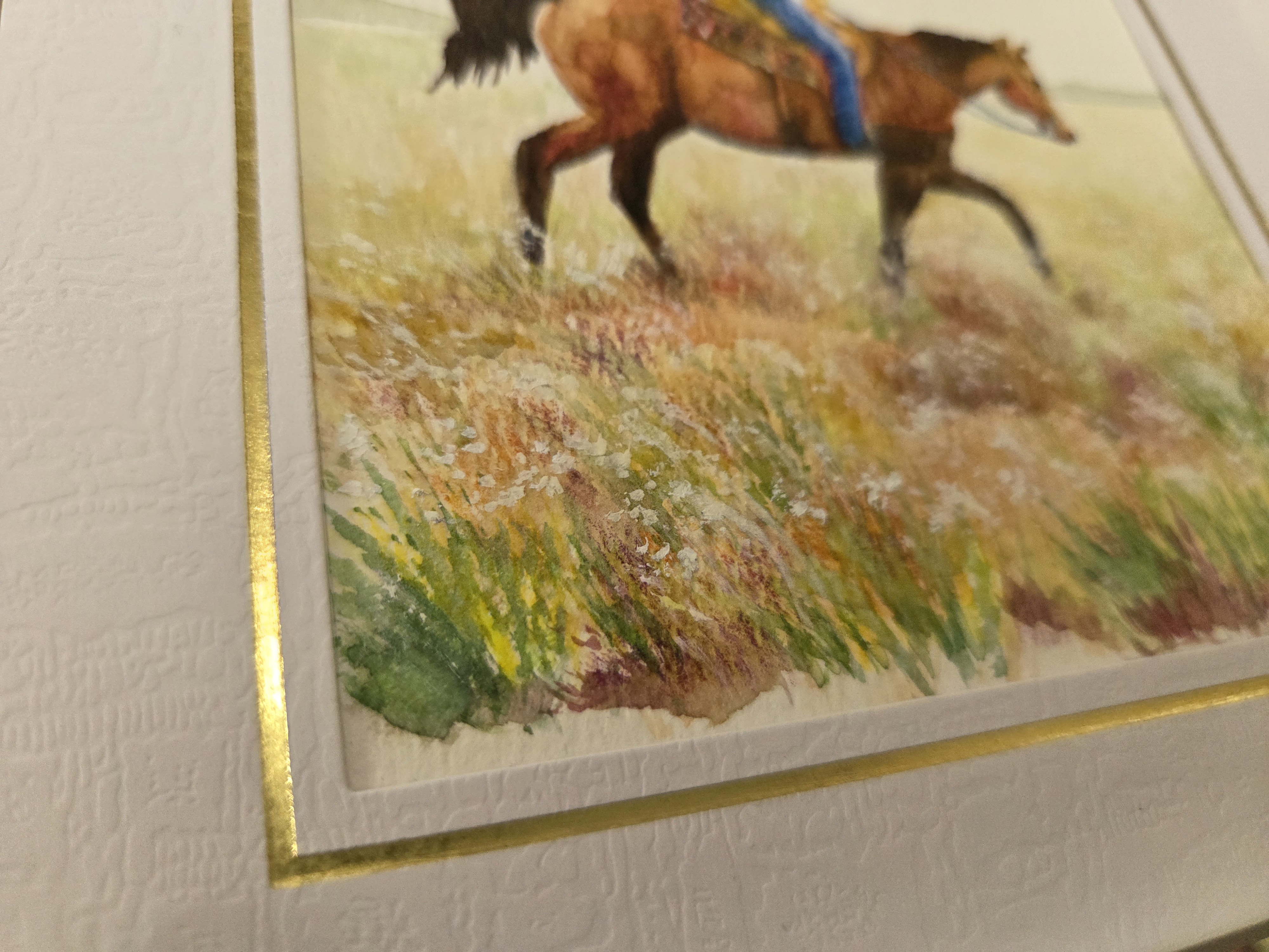 Watercolor Horse Riding Painting