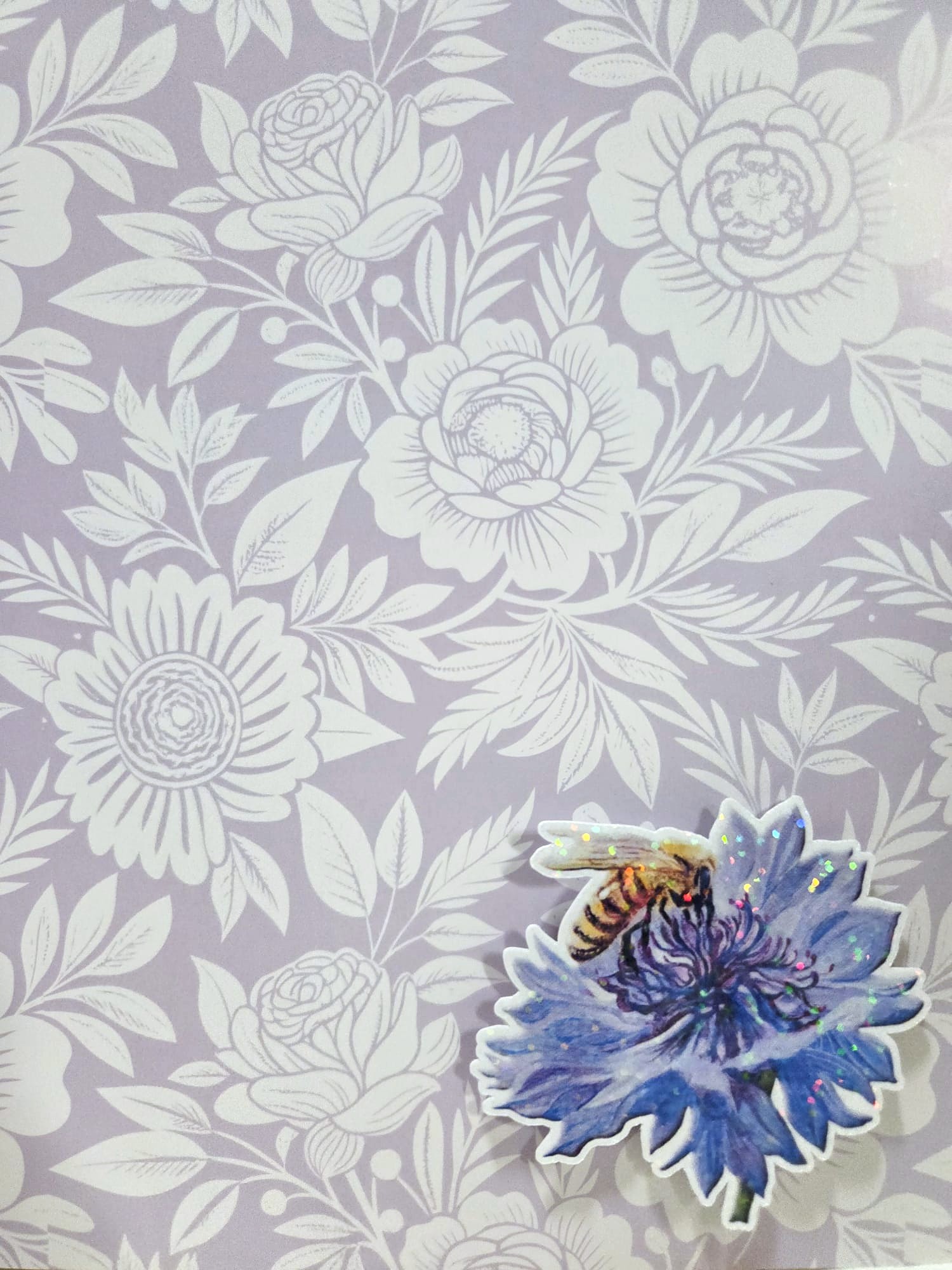 Holographic bee and flower Vinyl Sticker