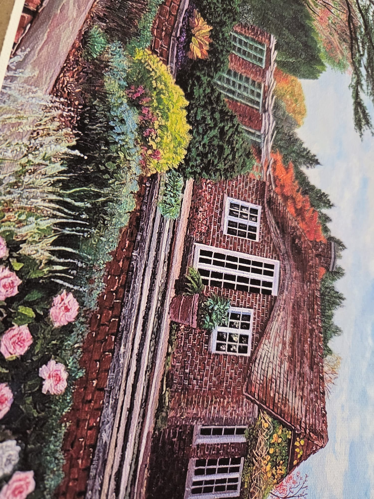 Art Print Cottage Planting Field Arboretum from Original Painting Printed on Real Cotton Canvas Letter Size 8.5x11 In Wall Art Deco 