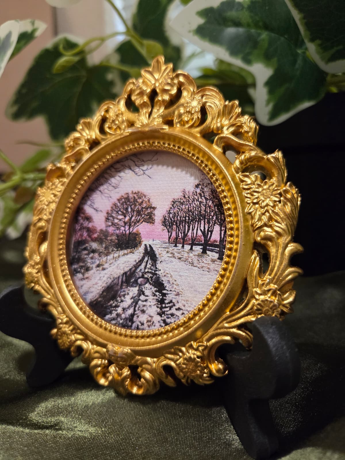 Mini Art Print Snow Trees Landscape From Original Painting 
