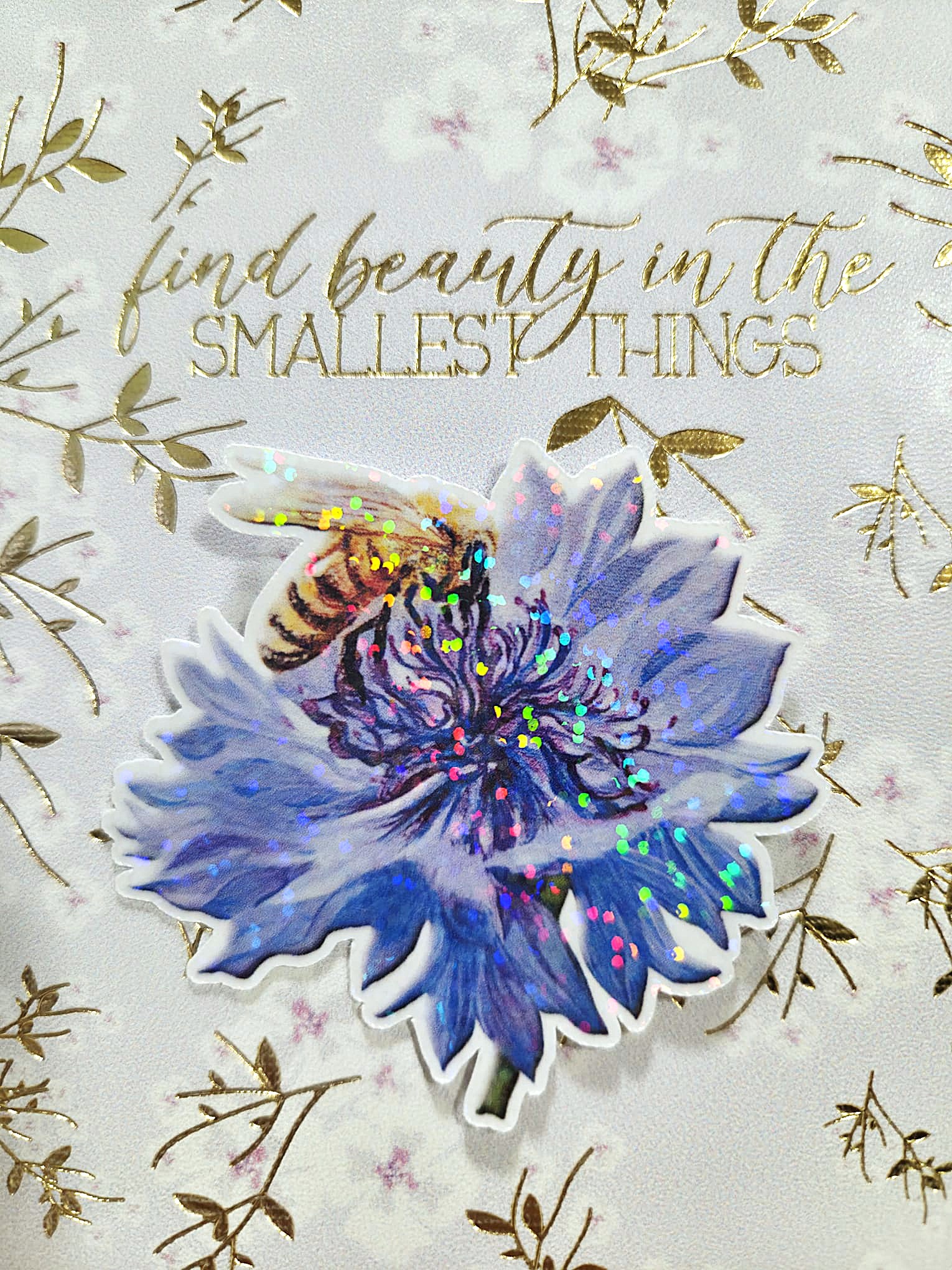 Holographic bee and flower Vinyl Sticker