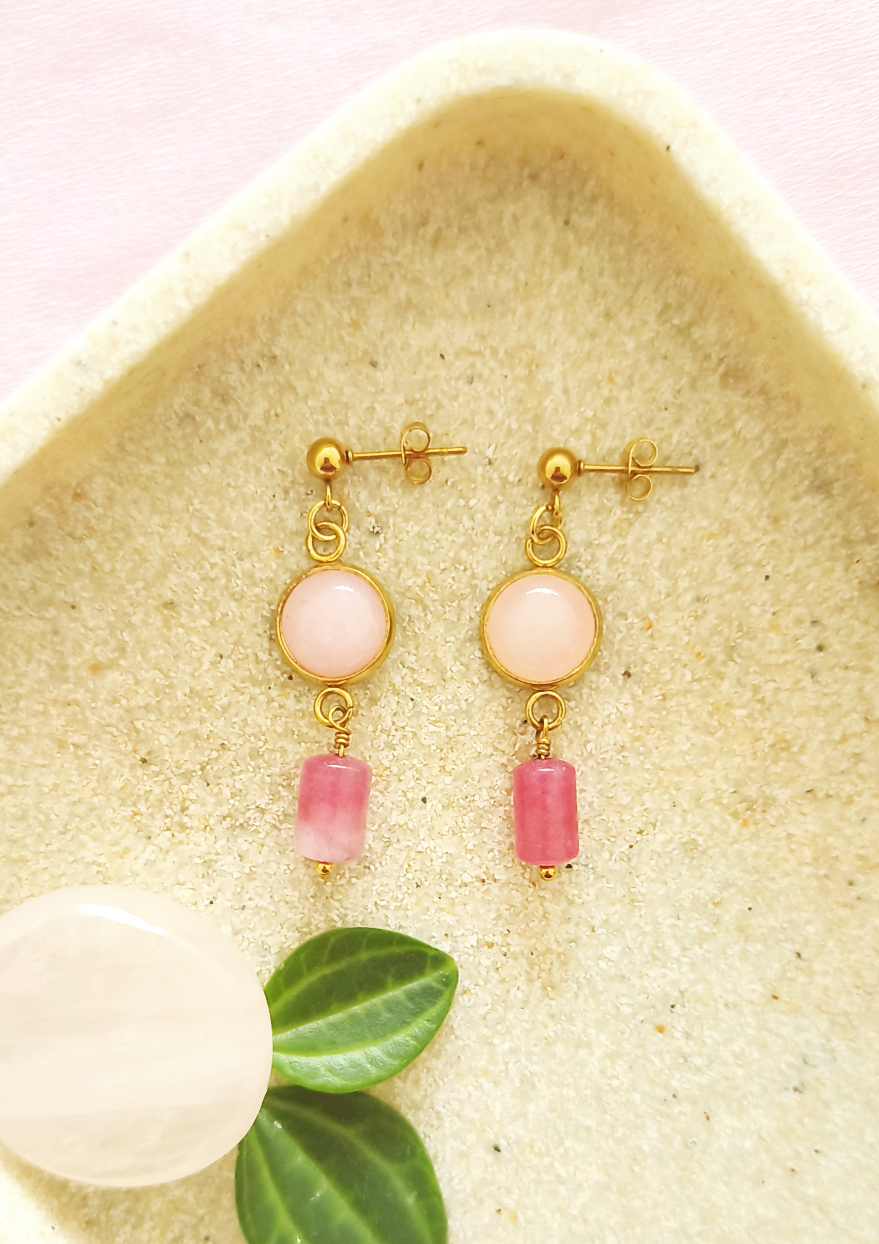 Rozenkwarts oorbellen