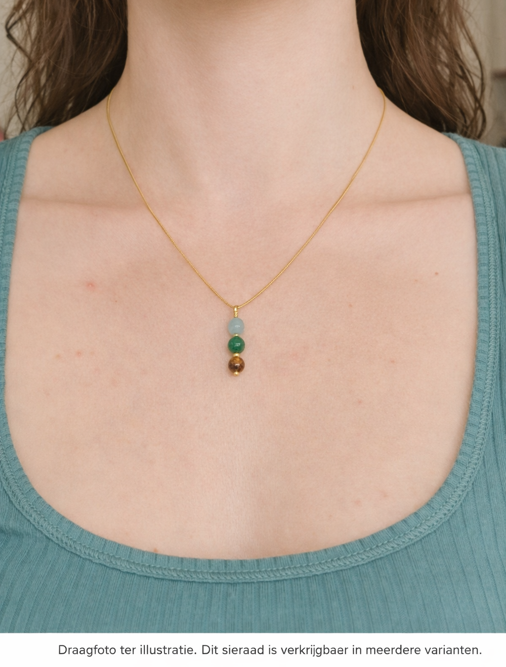 Rozenkwarts, Malachiet en Tijgeroog ketting