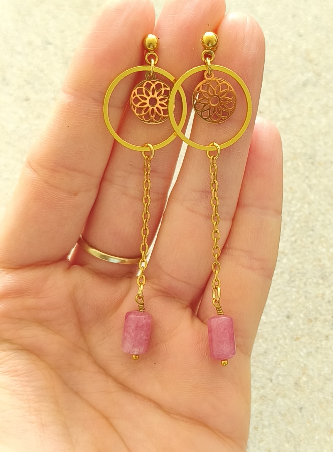 Rhodochrosiet oorbellen