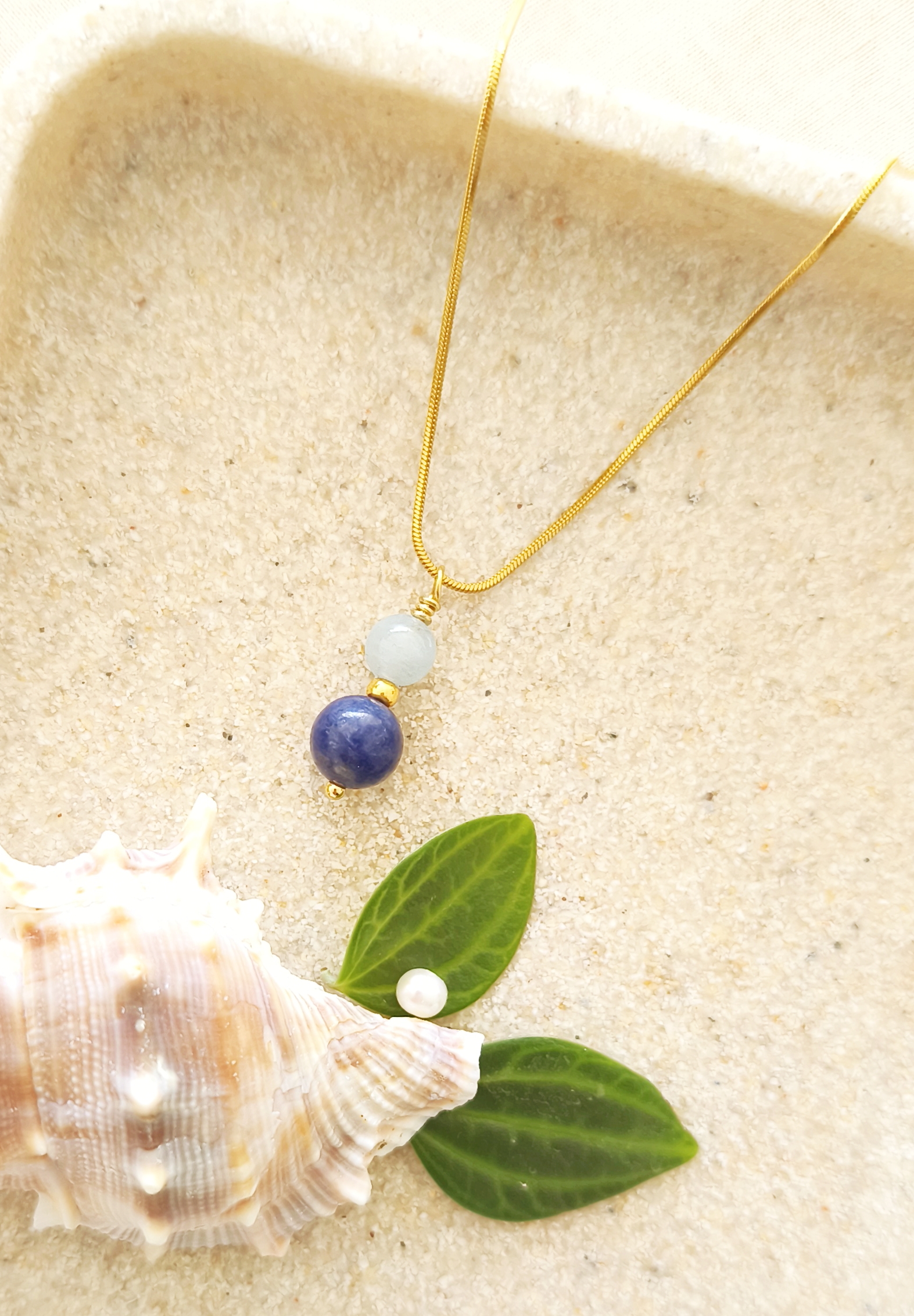 Aquamarijn & Lapis Lazuli ketting