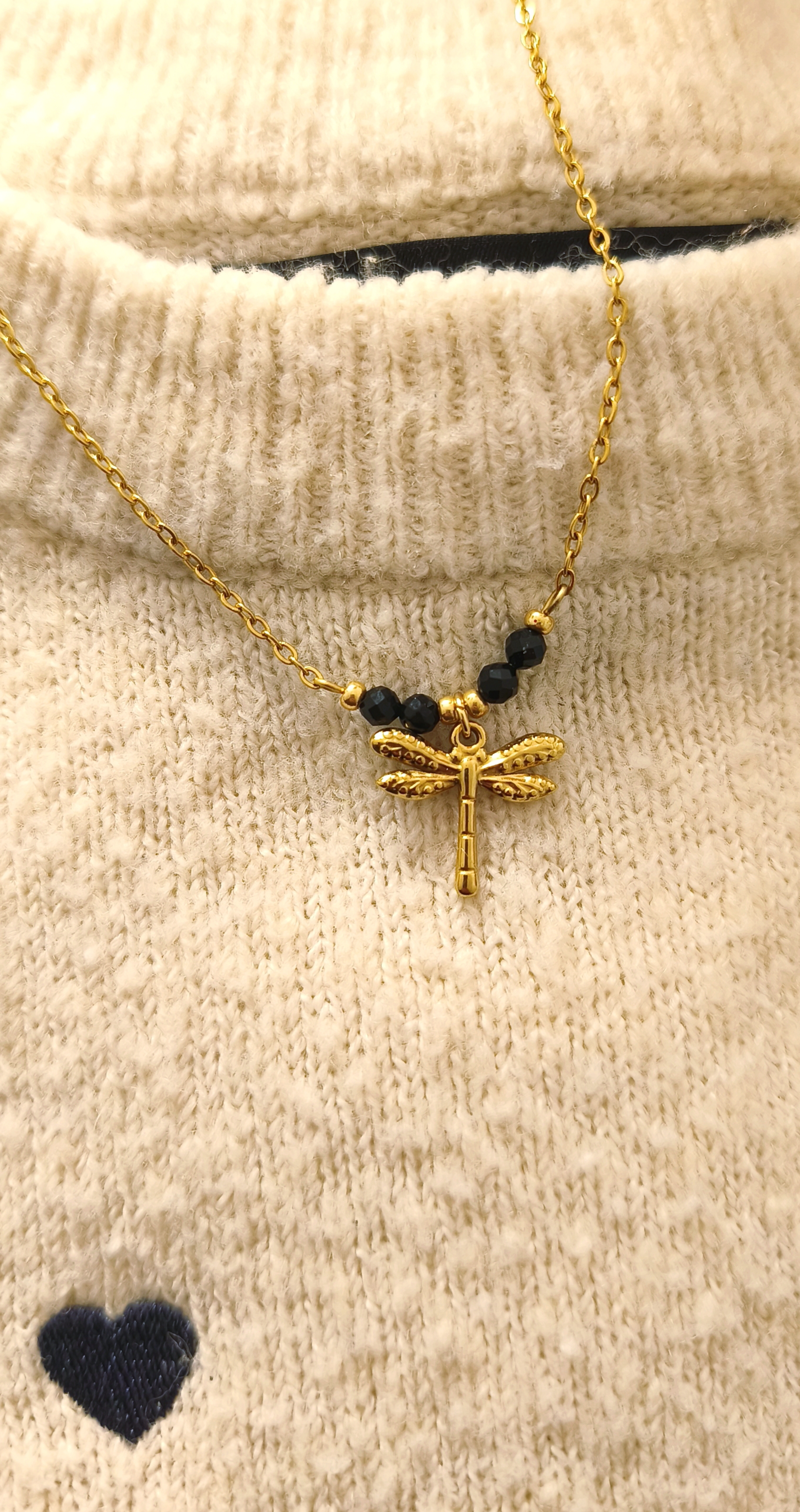 Libelle en Onyx ketting