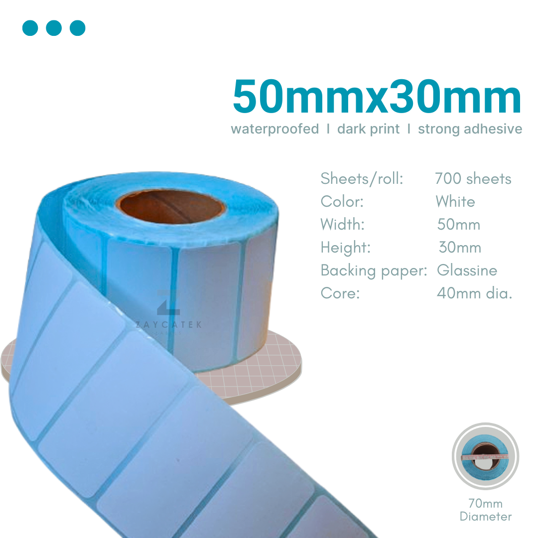 50mmx30mm (700pcs) High Quality Waterproof Thermal Barcode Sticker Paper for Label